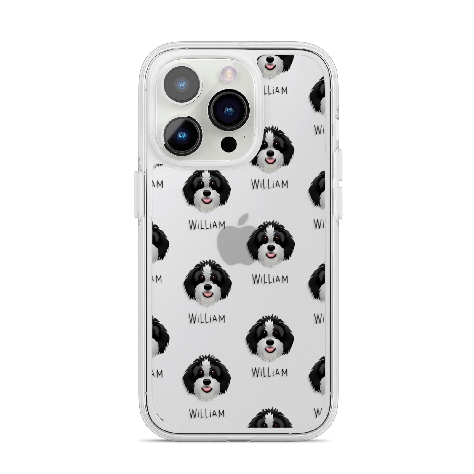 Aussiedoodle Icon with Name iPhone 14 Pro Clear Tough Case Silver