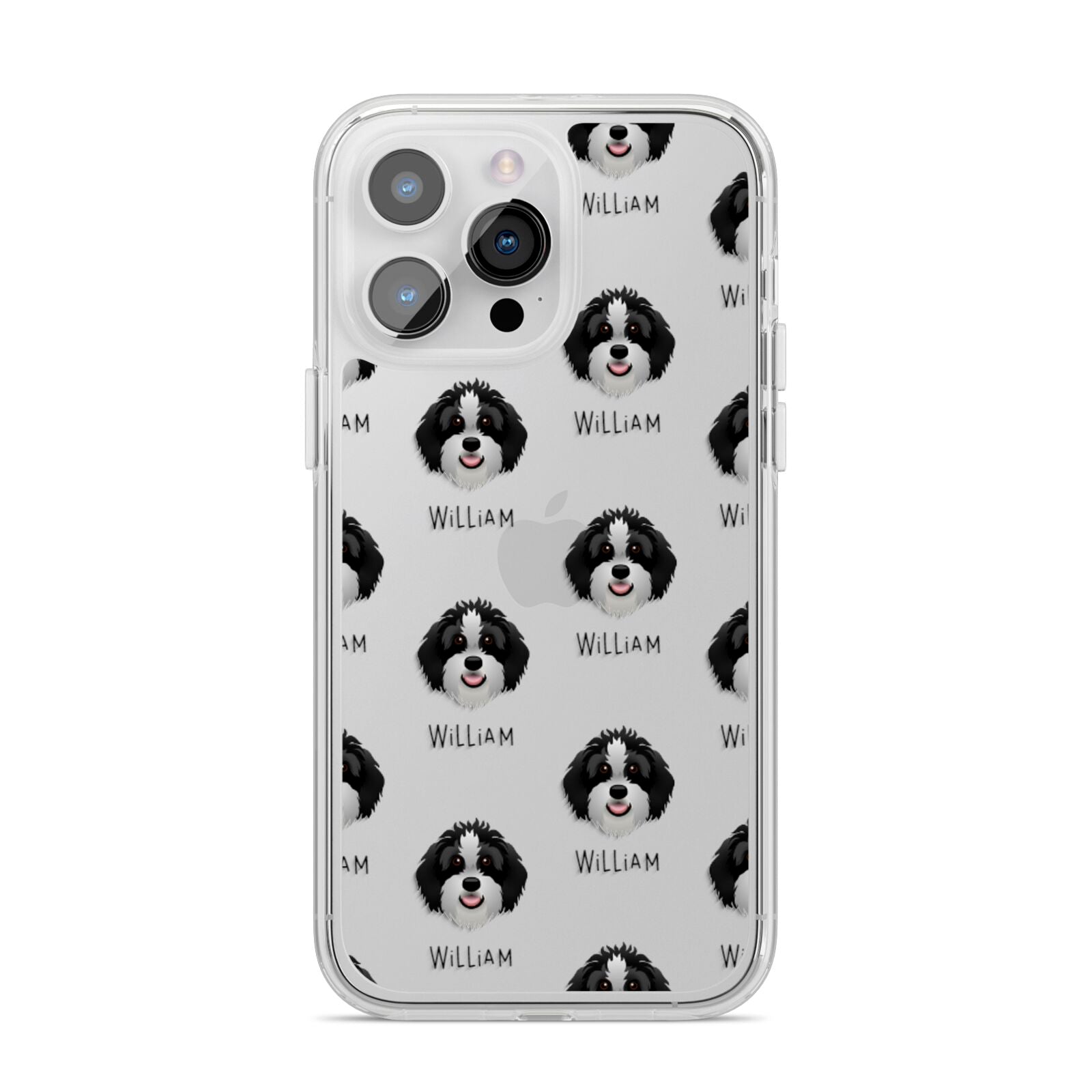 Aussiedoodle Icon with Name iPhone 14 Pro Max Clear Tough Case Silver