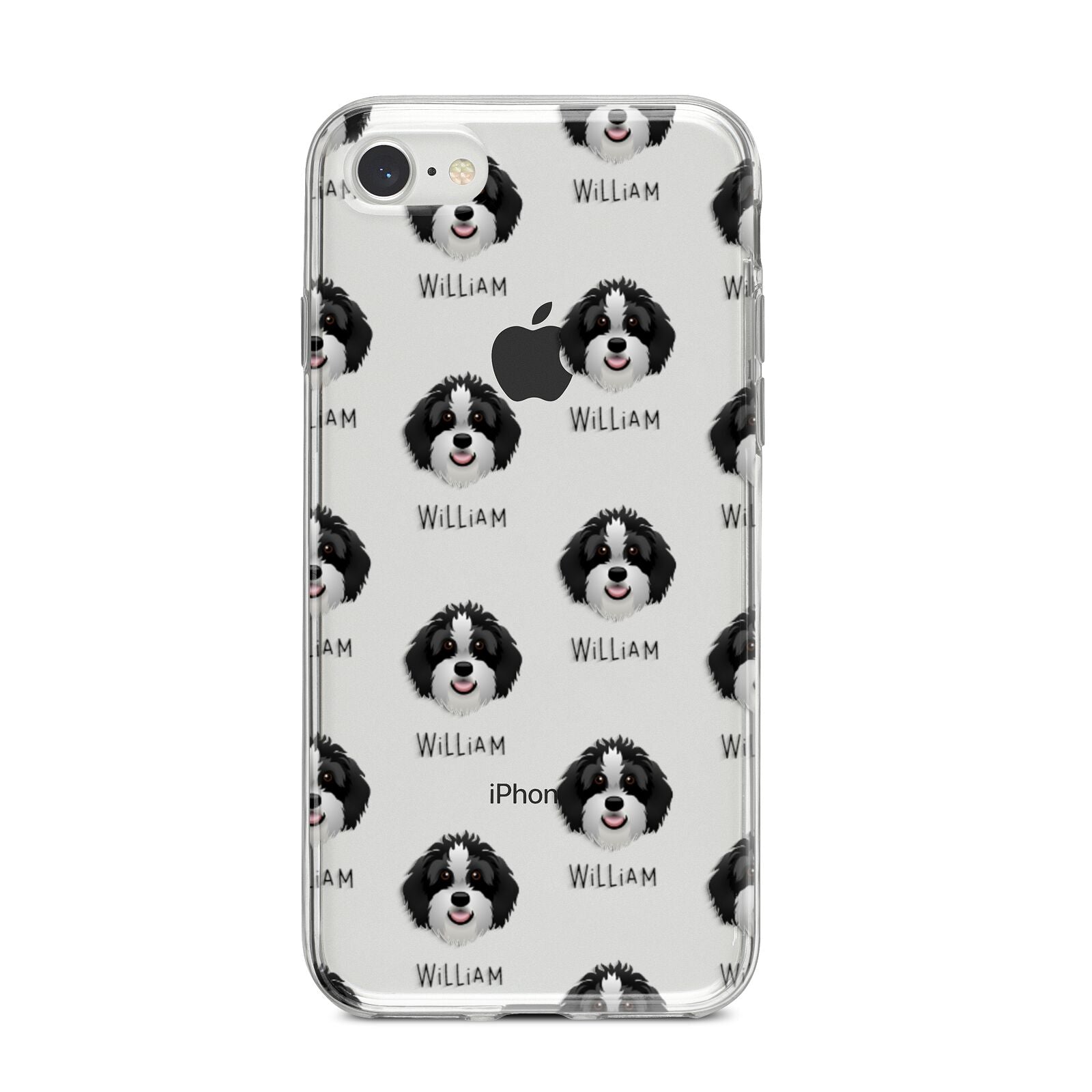Aussiedoodle Icon with Name iPhone 8 Bumper Case on Silver iPhone