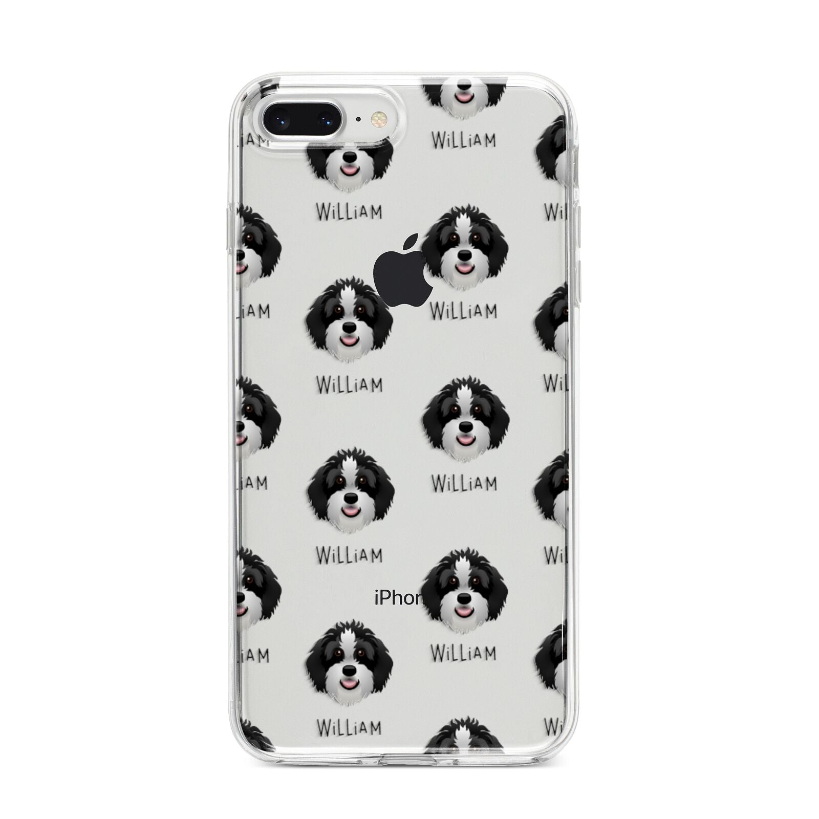 Aussiedoodle Icon with Name iPhone 8 Plus Bumper Case on Silver iPhone