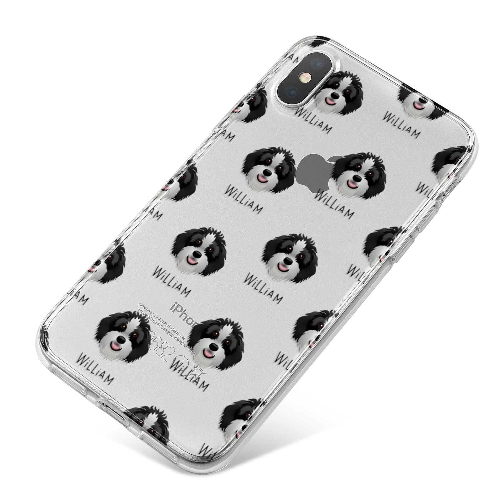 Aussiedoodle Icon with Name iPhone X Bumper Case on Silver iPhone
