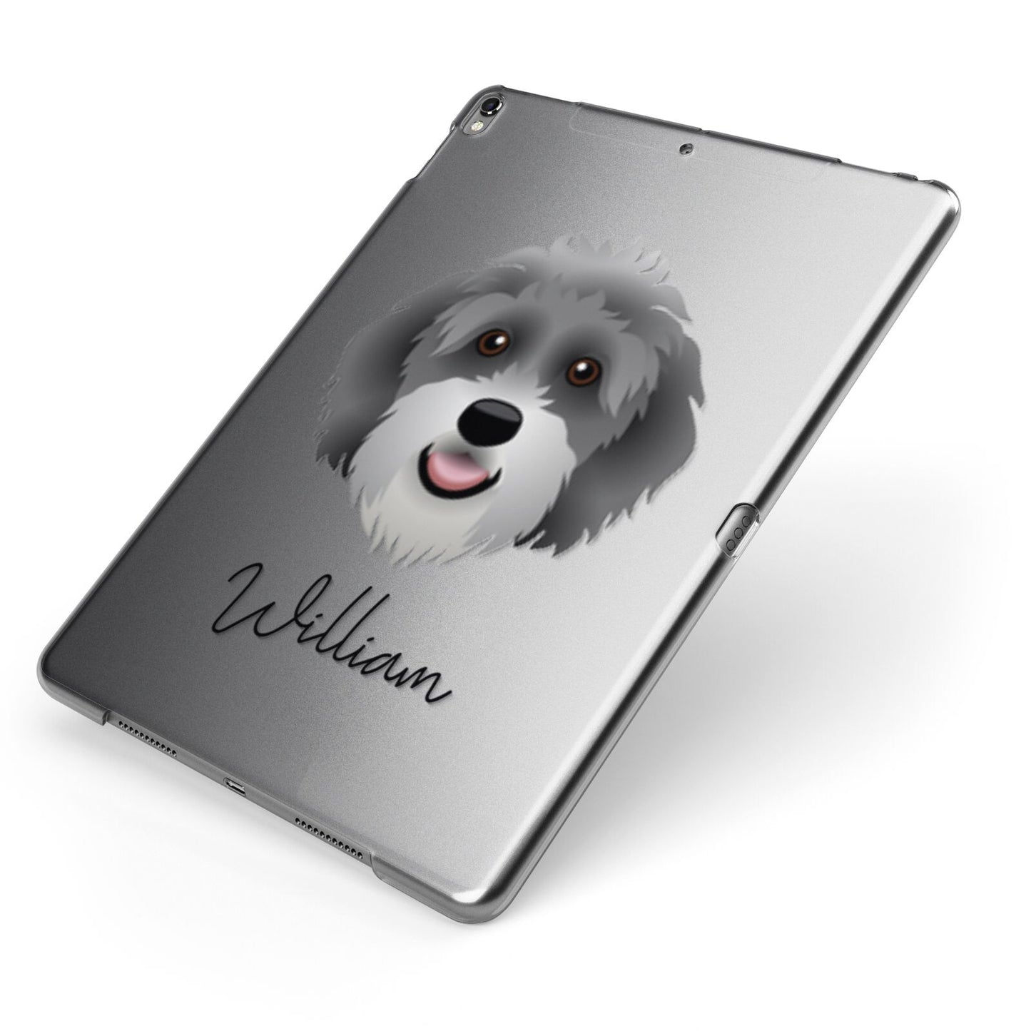 Aussiedoodle Personalised Apple iPad Case on Grey iPad Side View