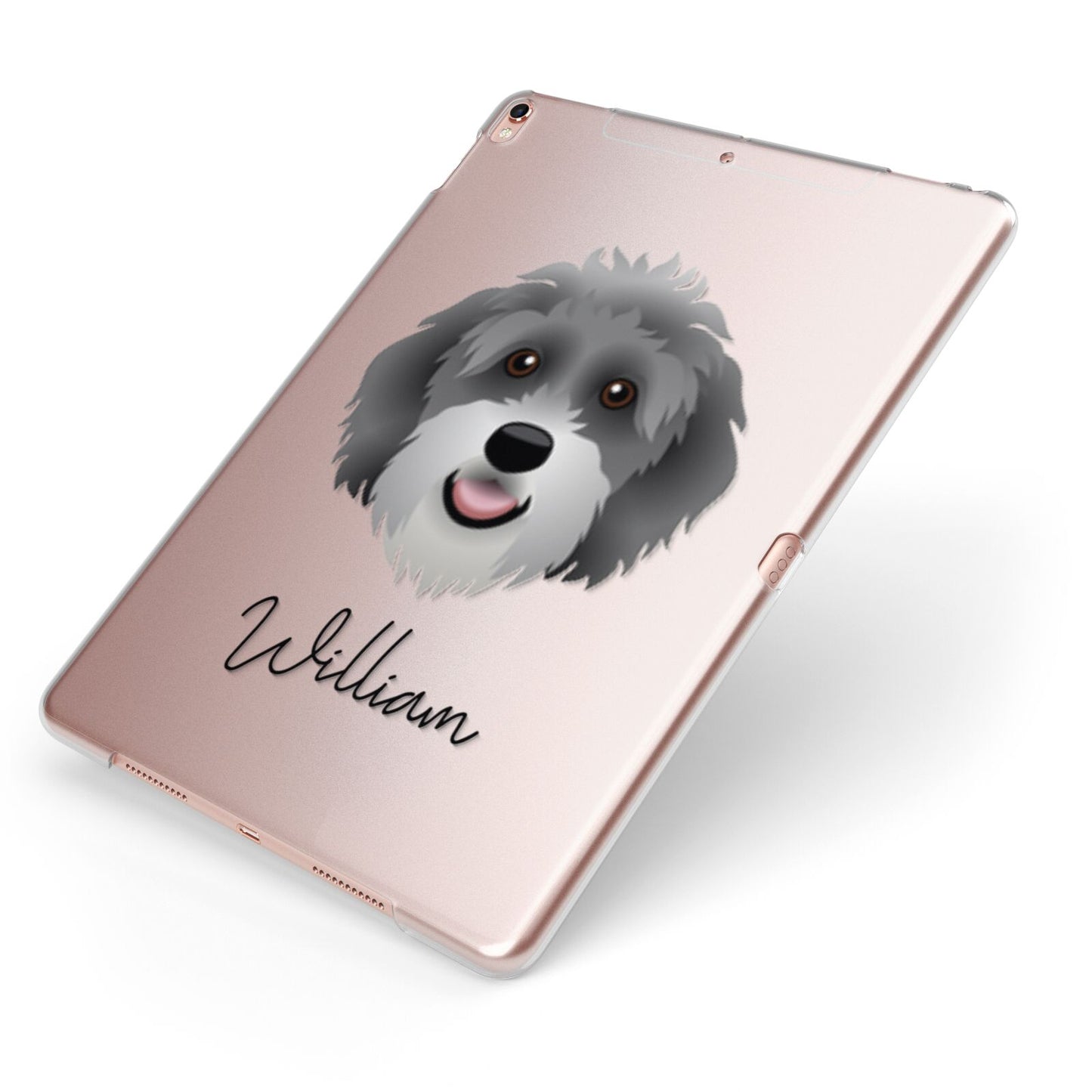 Aussiedoodle Personalised Apple iPad Case on Rose Gold iPad Side View