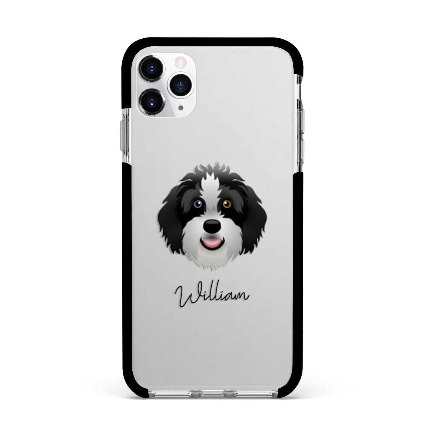 Aussiedoodle Personalised Apple iPhone 11 Pro Max in Silver with Black Impact Case