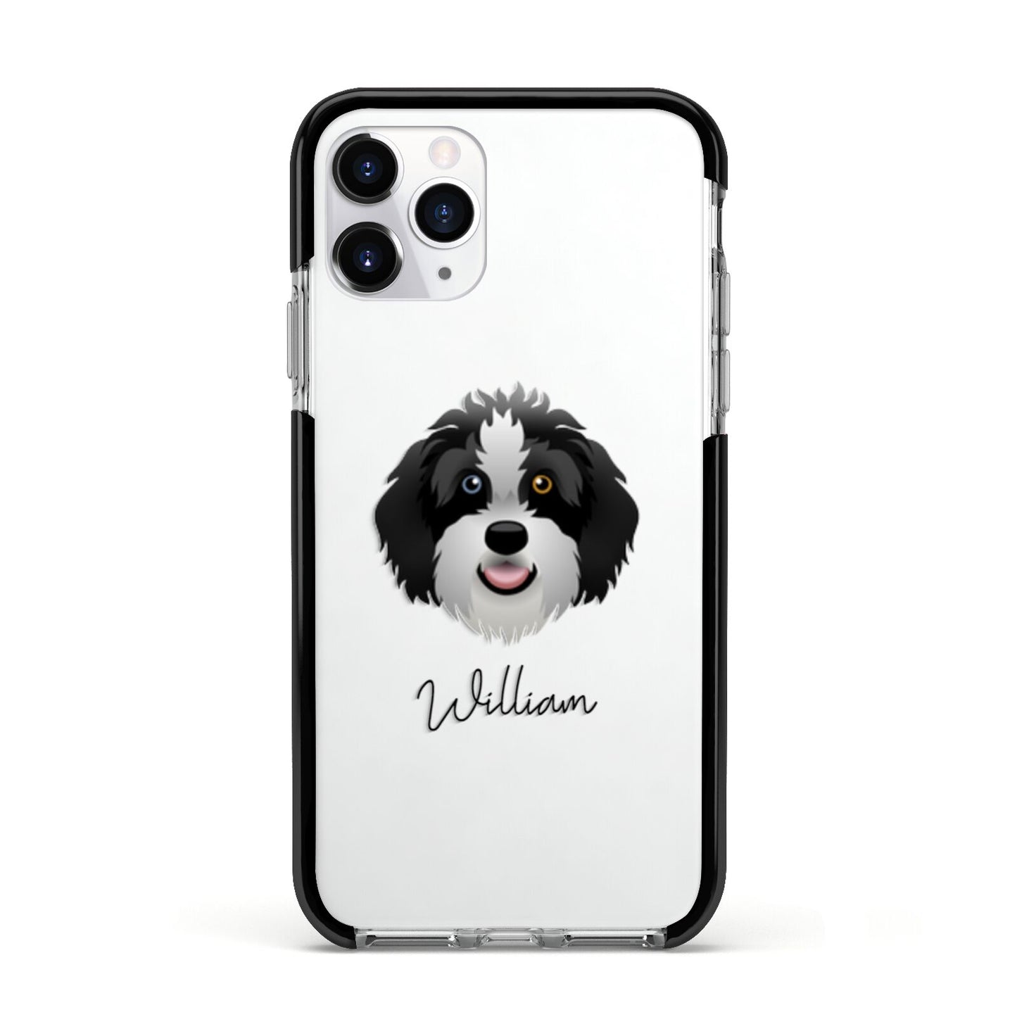 Aussiedoodle Personalised Apple iPhone 11 Pro in Silver with Black Impact Case