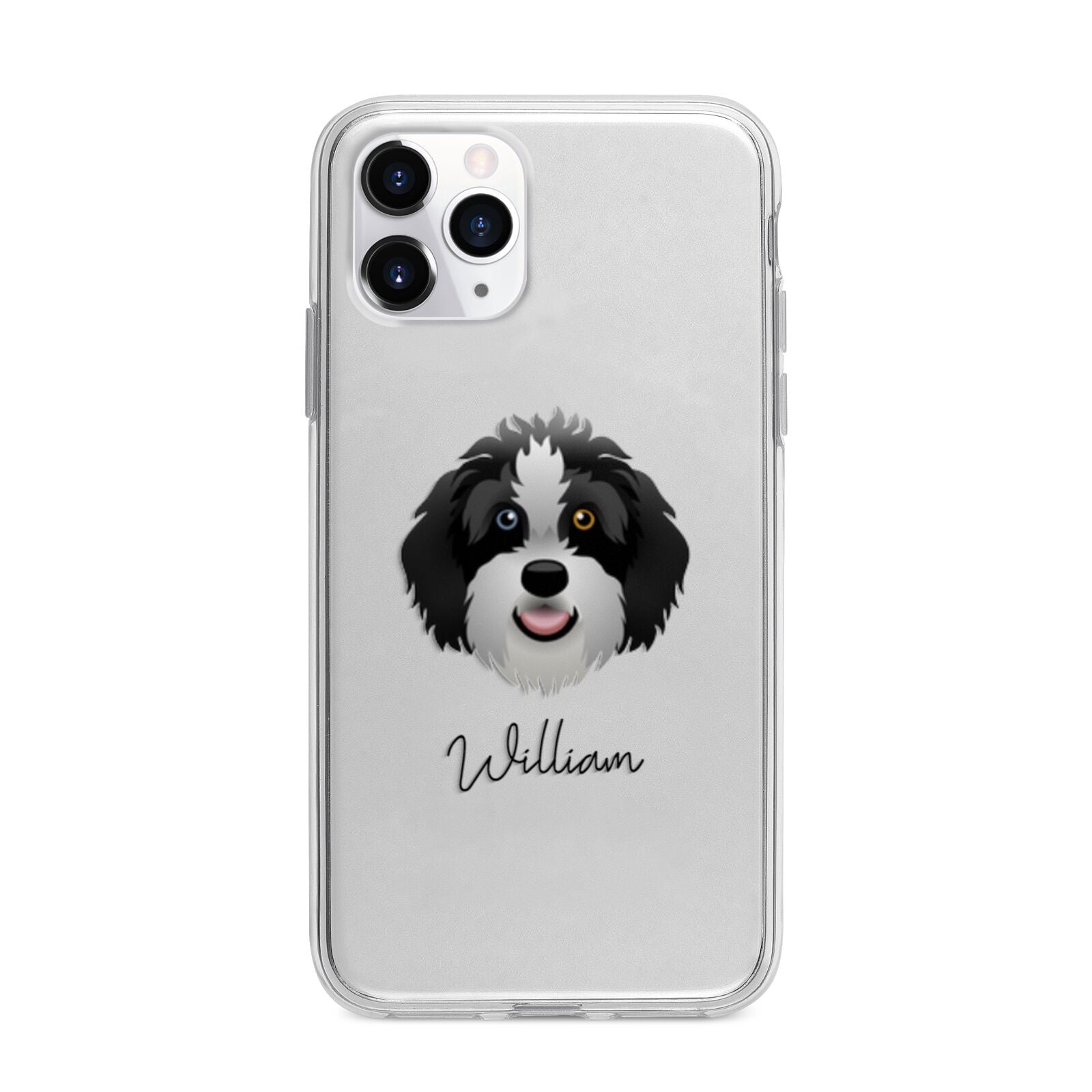 Aussiedoodle Personalised Apple iPhone 11 Pro in Silver with Bumper Case