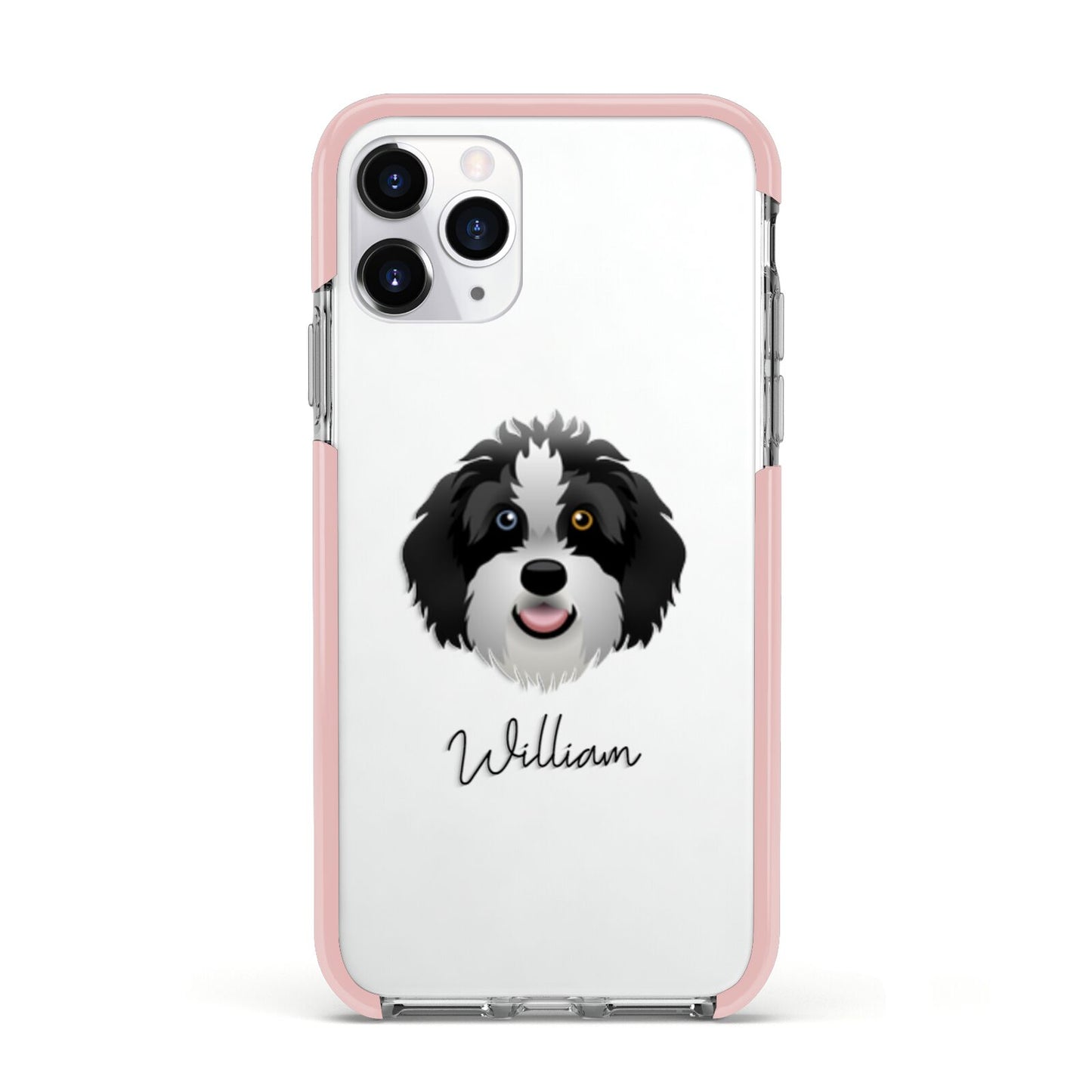Aussiedoodle Personalised Apple iPhone 11 Pro in Silver with Pink Impact Case