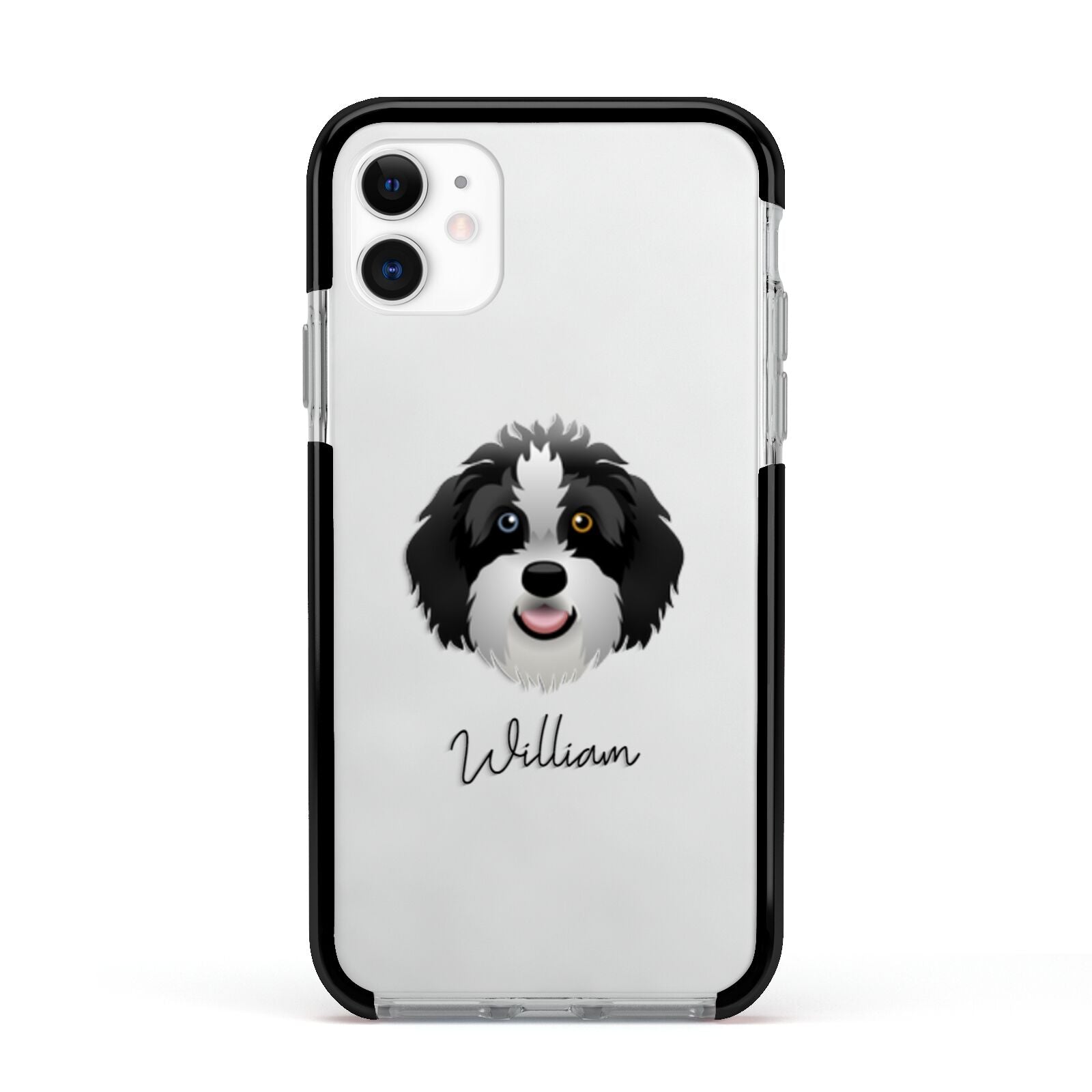 Aussiedoodle Personalised Apple iPhone 11 in White with Black Impact Case