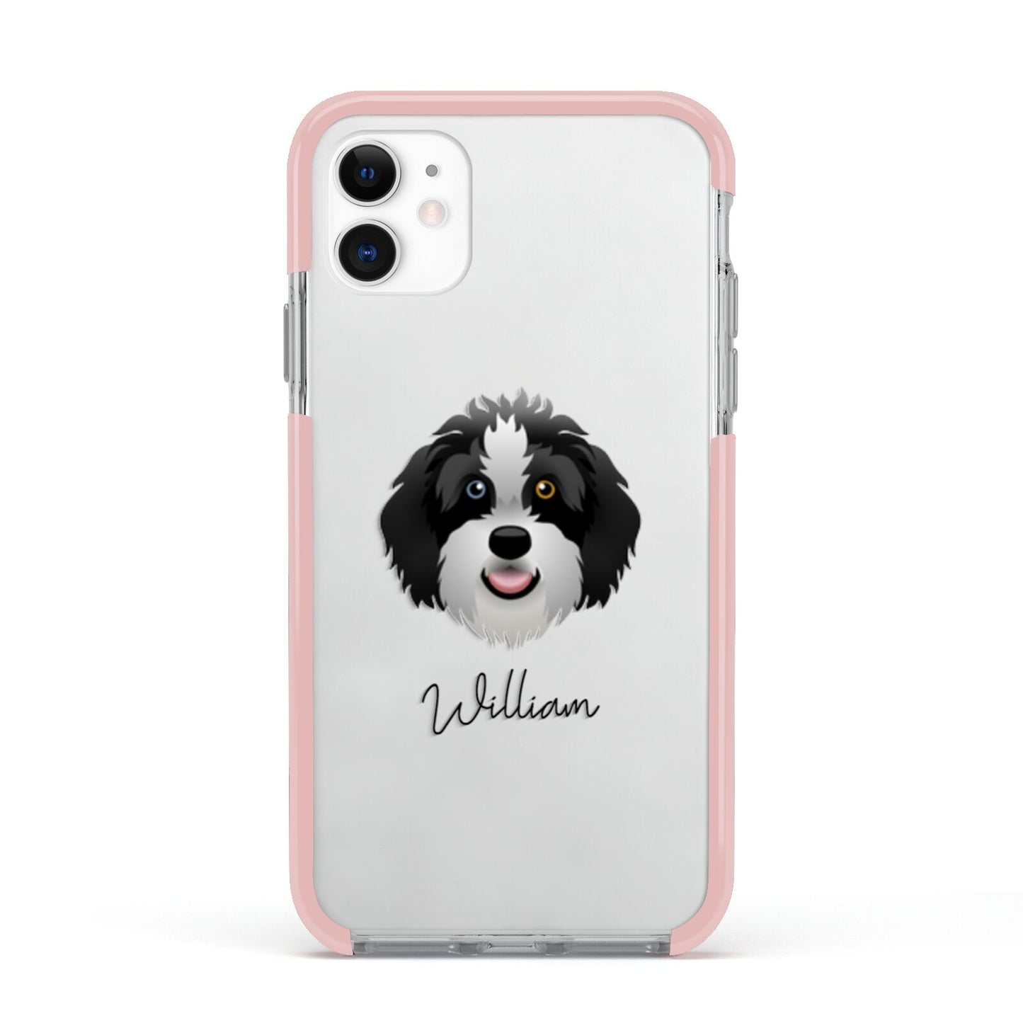 Aussiedoodle Personalised Apple iPhone 11 in White with Pink Impact Case