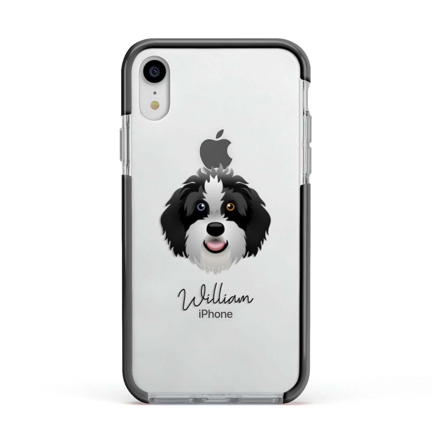 Aussiedoodle Personalised Apple iPhone XR Impact Case Black Edge on Silver Phone