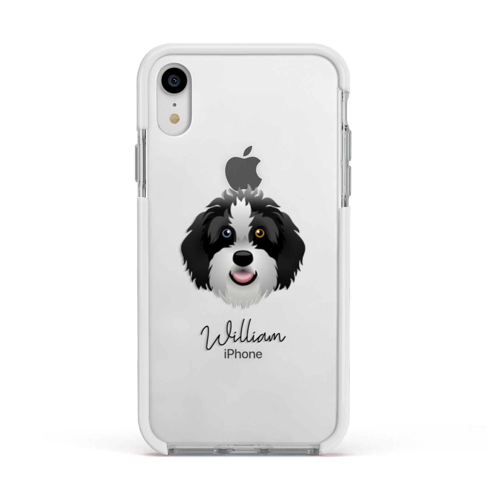 Aussiedoodle Personalised Apple iPhone XR Impact Case White Edge on Silver Phone