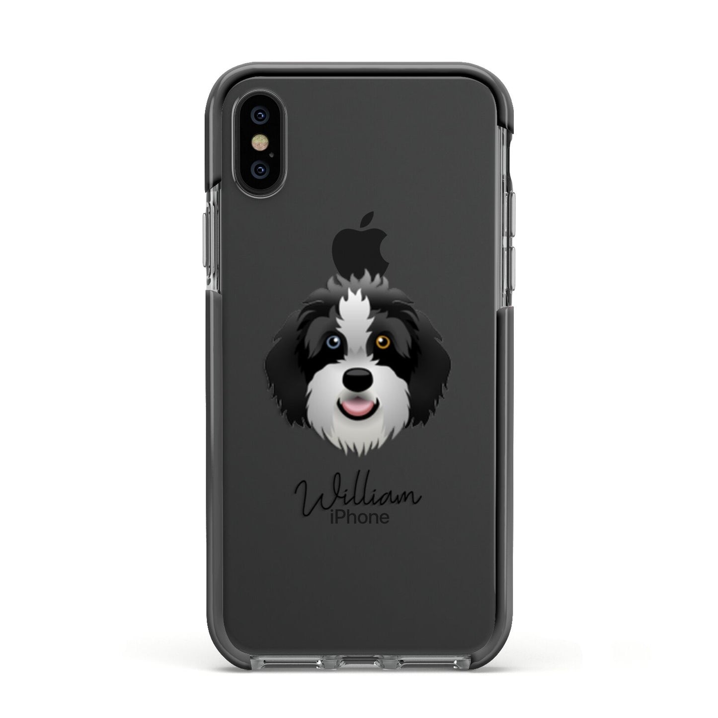 Aussiedoodle Personalised Apple iPhone Xs Impact Case Black Edge on Black Phone