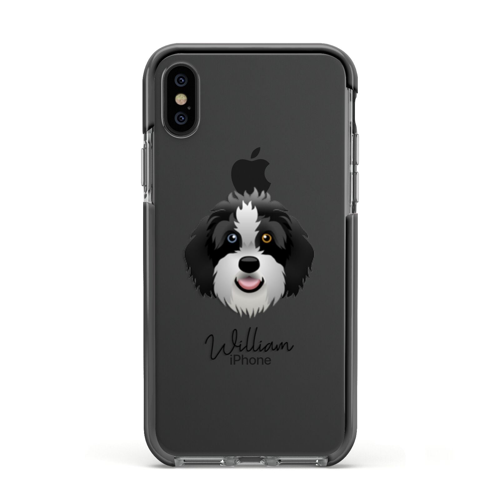 Aussiedoodle Personalised Apple iPhone Xs Impact Case Black Edge on Black Phone