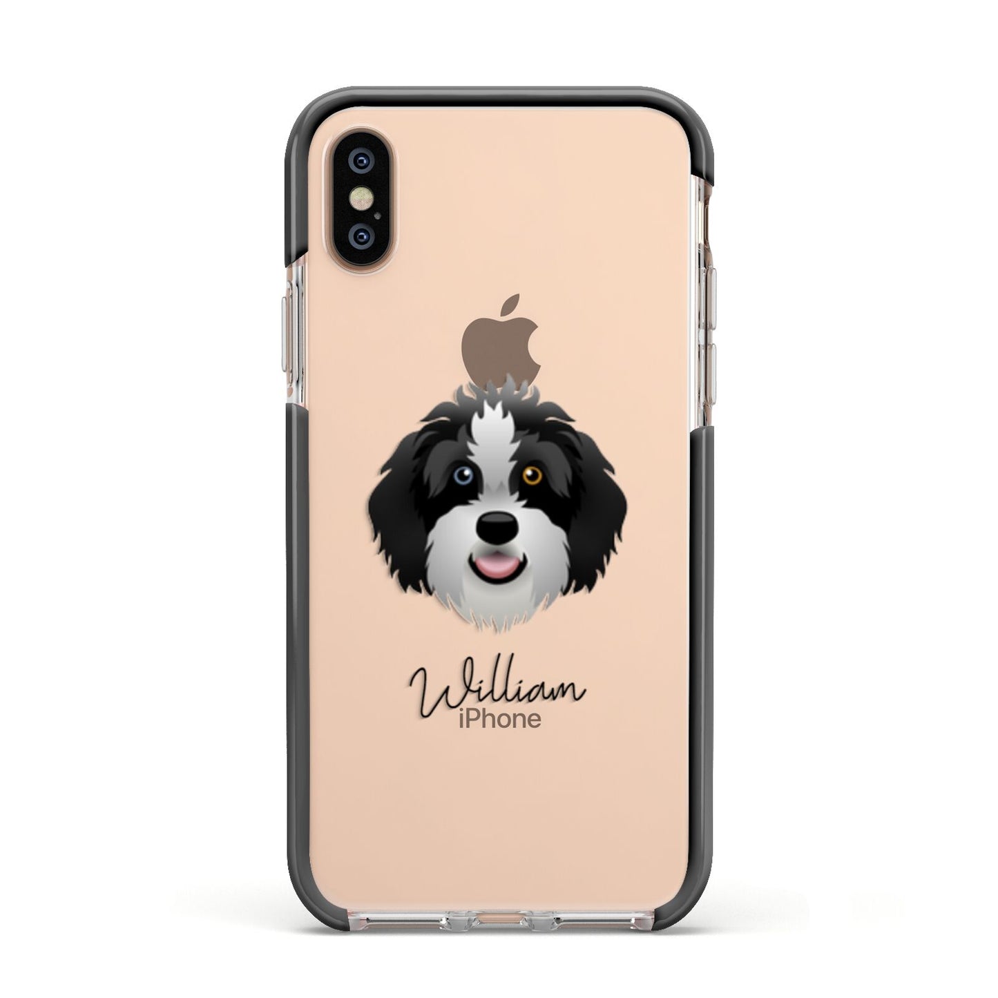 Aussiedoodle Personalised Apple iPhone Xs Impact Case Black Edge on Gold Phone