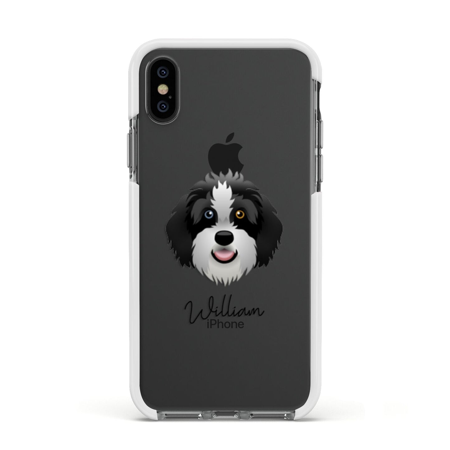 Aussiedoodle Personalised Apple iPhone Xs Impact Case White Edge on Black Phone