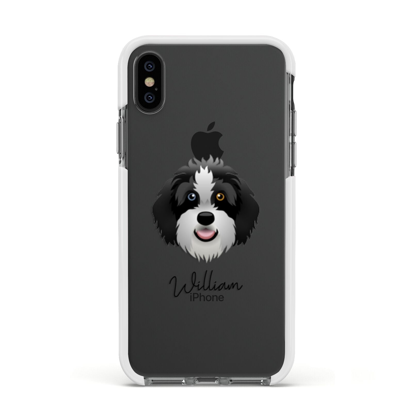 Aussiedoodle Personalised Apple iPhone Xs Impact Case White Edge on Black Phone