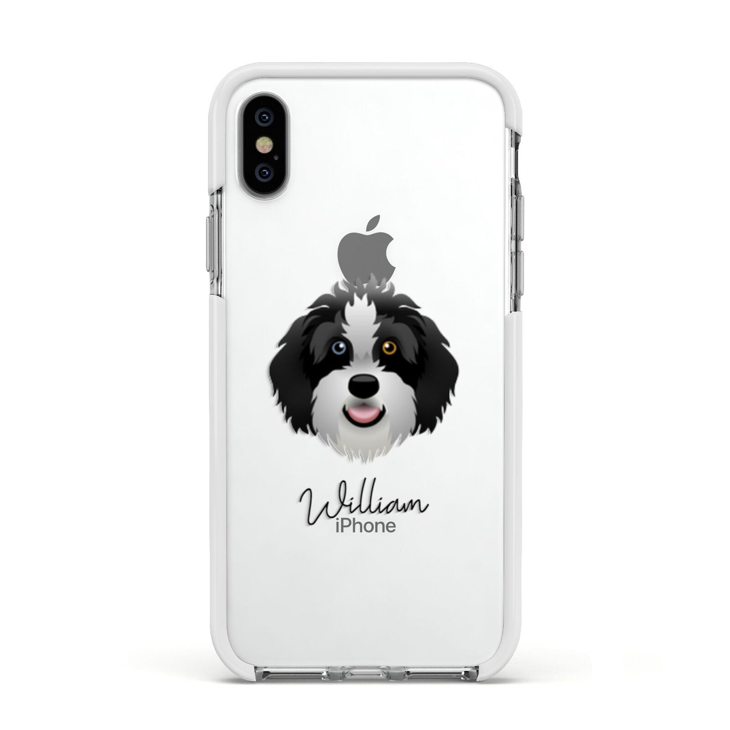 Aussiedoodle Personalised Apple iPhone Xs Impact Case White Edge on Silver Phone
