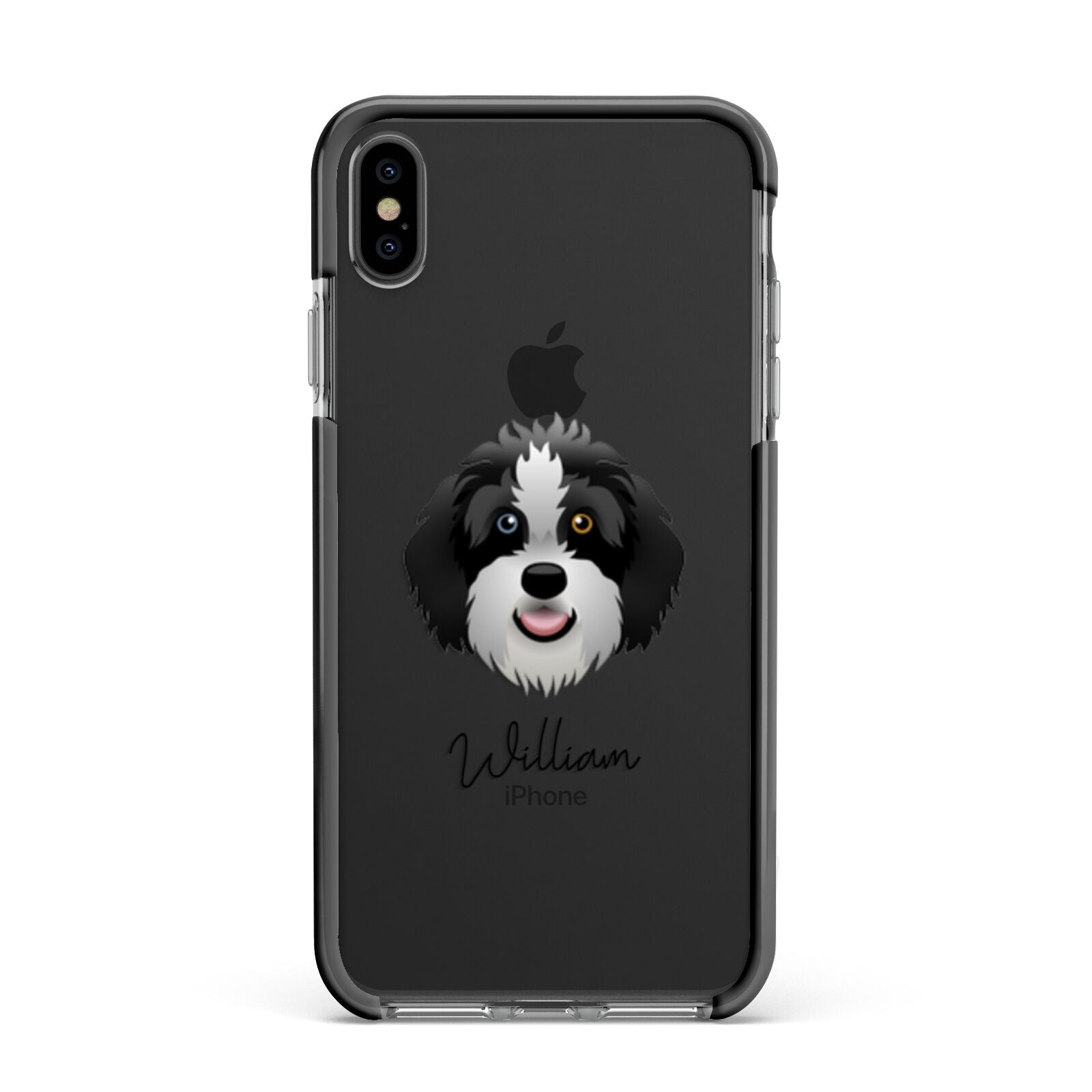 Aussiedoodle Personalised Apple iPhone Xs Max Impact Case Black Edge on Black Phone