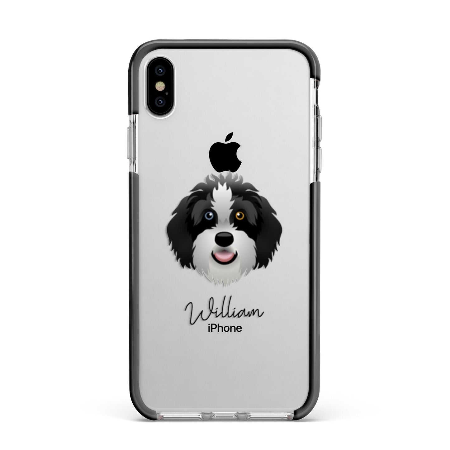Aussiedoodle Personalised Apple iPhone Xs Max Impact Case Black Edge on Silver Phone