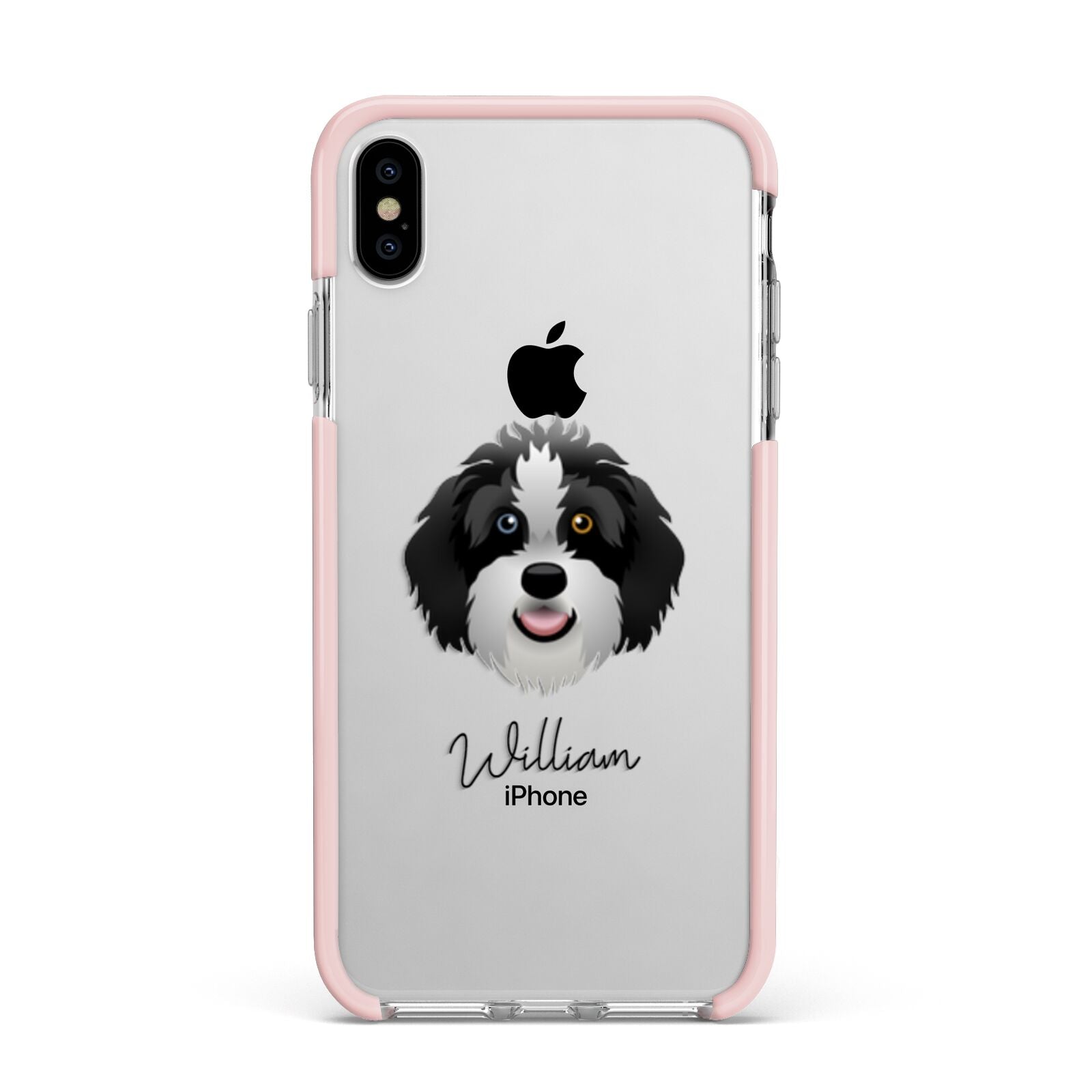 Aussiedoodle Personalised Apple iPhone Xs Max Impact Case Pink Edge on Silver Phone
