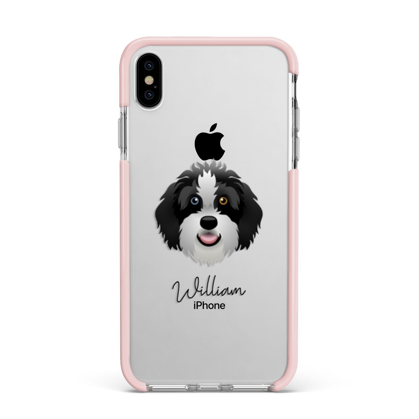 Aussiedoodle Personalised Apple iPhone Xs Max Impact Case Pink Edge on Silver Phone