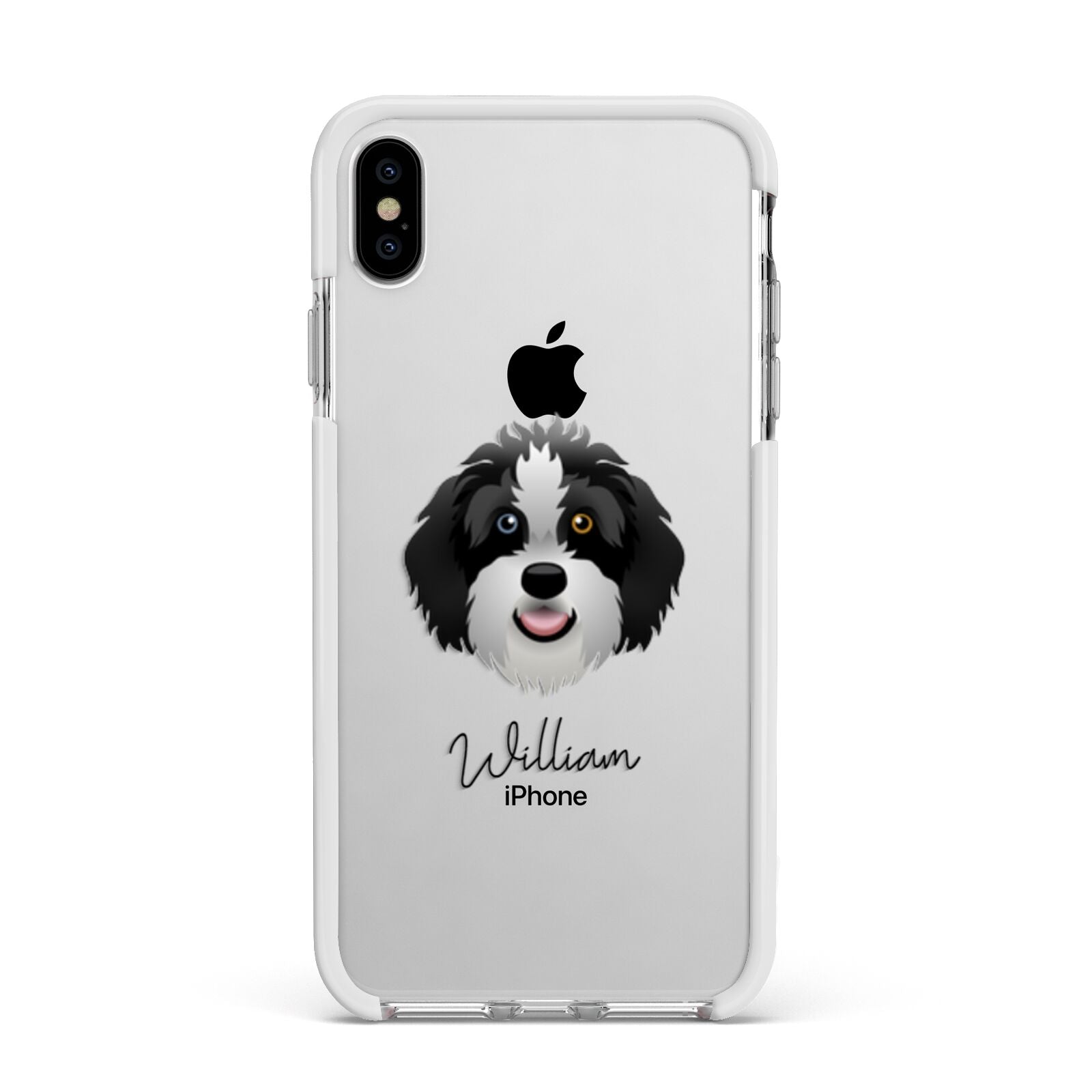 Aussiedoodle Personalised Apple iPhone Xs Max Impact Case White Edge on Silver Phone