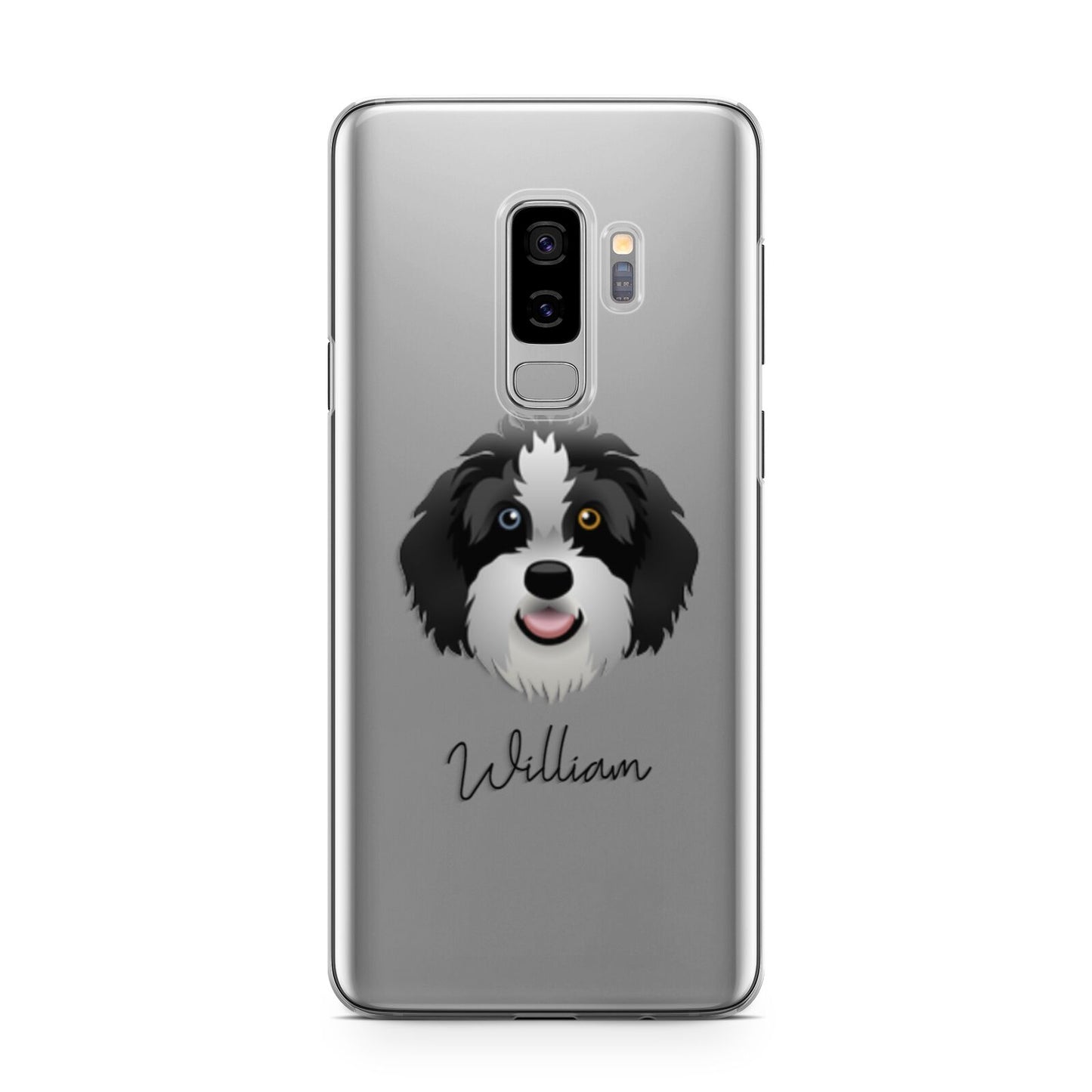 Aussiedoodle Personalised Samsung Galaxy S9 Plus Case on Silver phone