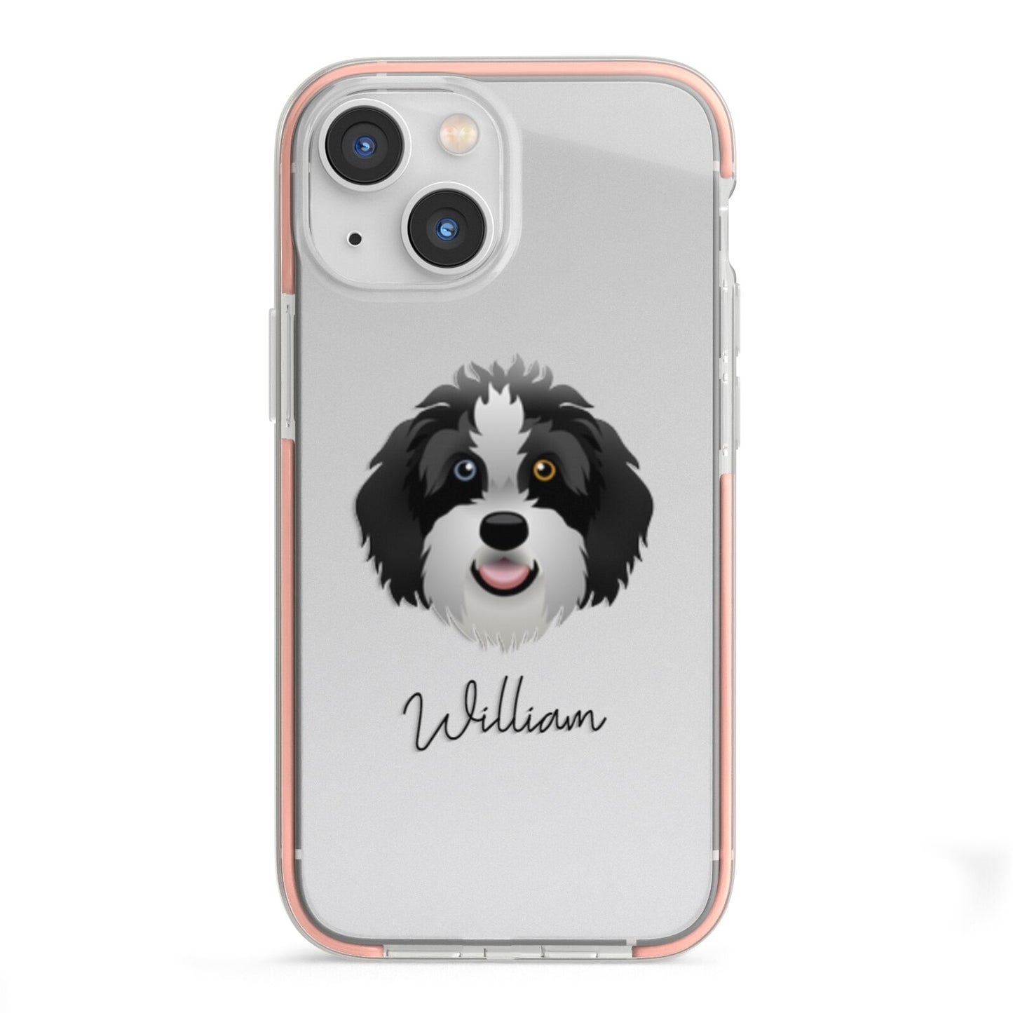 Aussiedoodle Personalised iPhone 13 Mini TPU Impact Case with Pink Edges