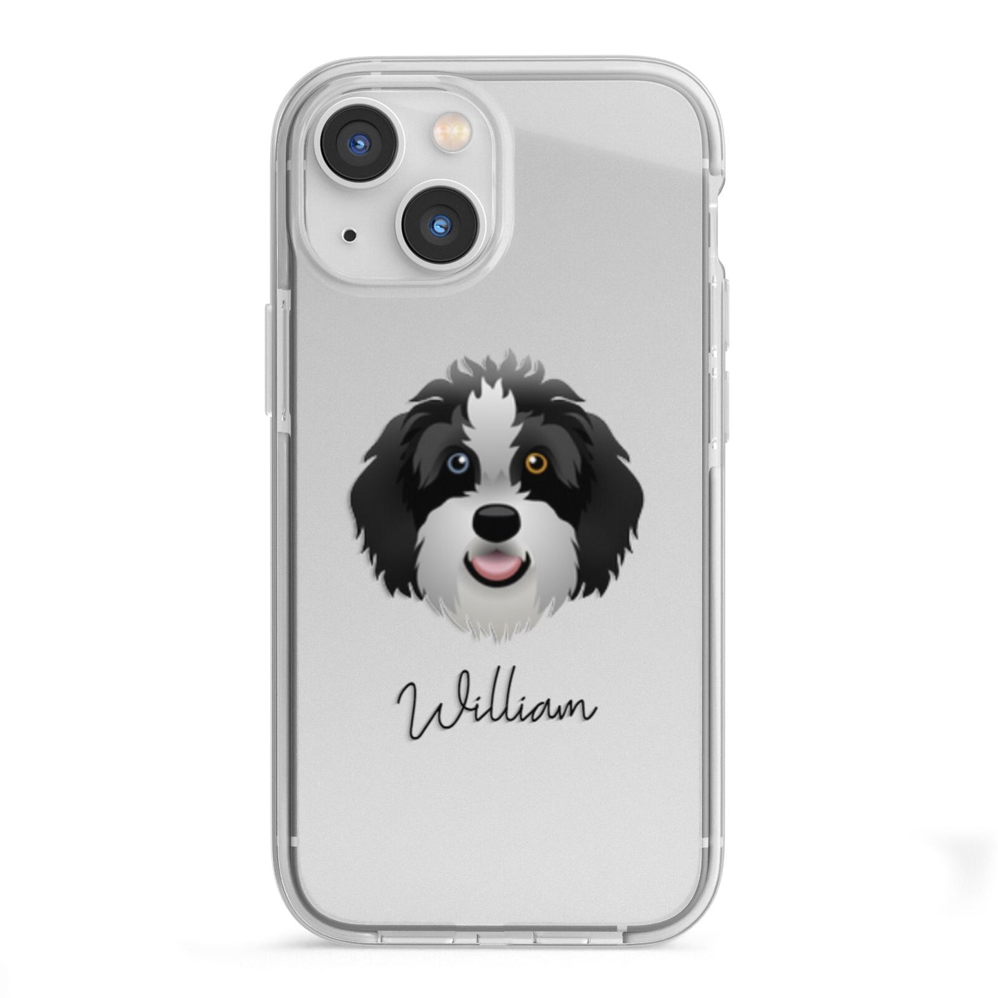 Aussiedoodle Personalised iPhone 13 Mini TPU Impact Case with White Edges