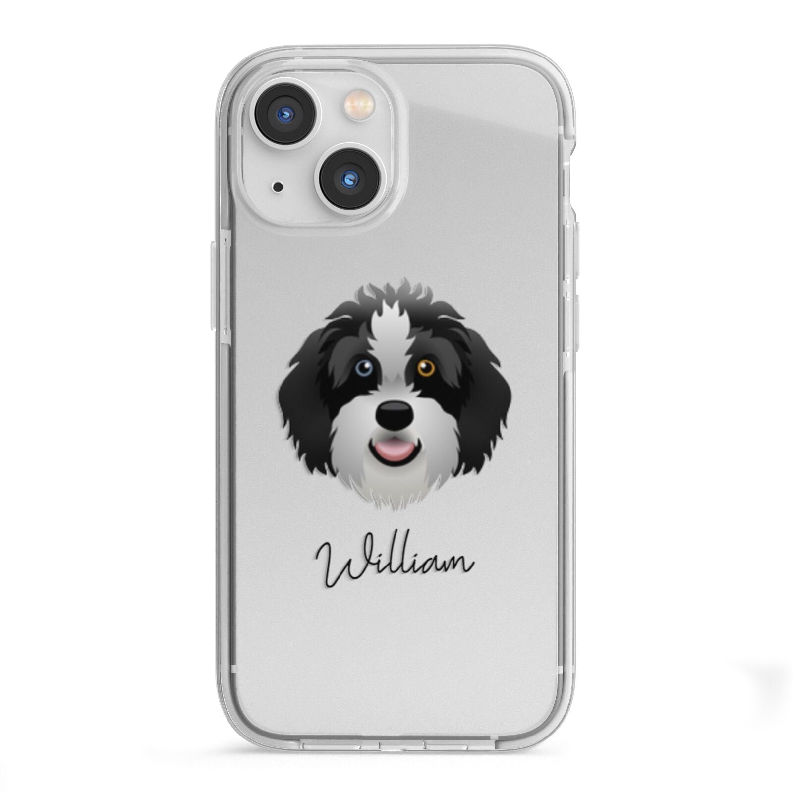 Aussiedoodle Personalised iPhone 13 Mini TPU Impact Case with White Edges