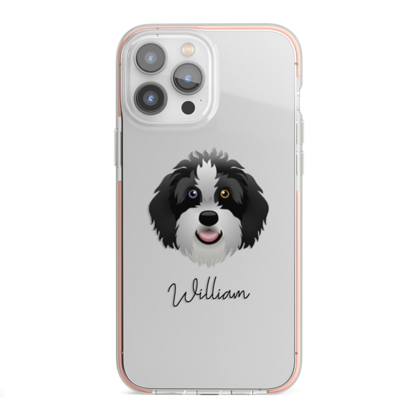 Aussiedoodle Personalised iPhone 13 Pro Max TPU Impact Case with Pink Edges
