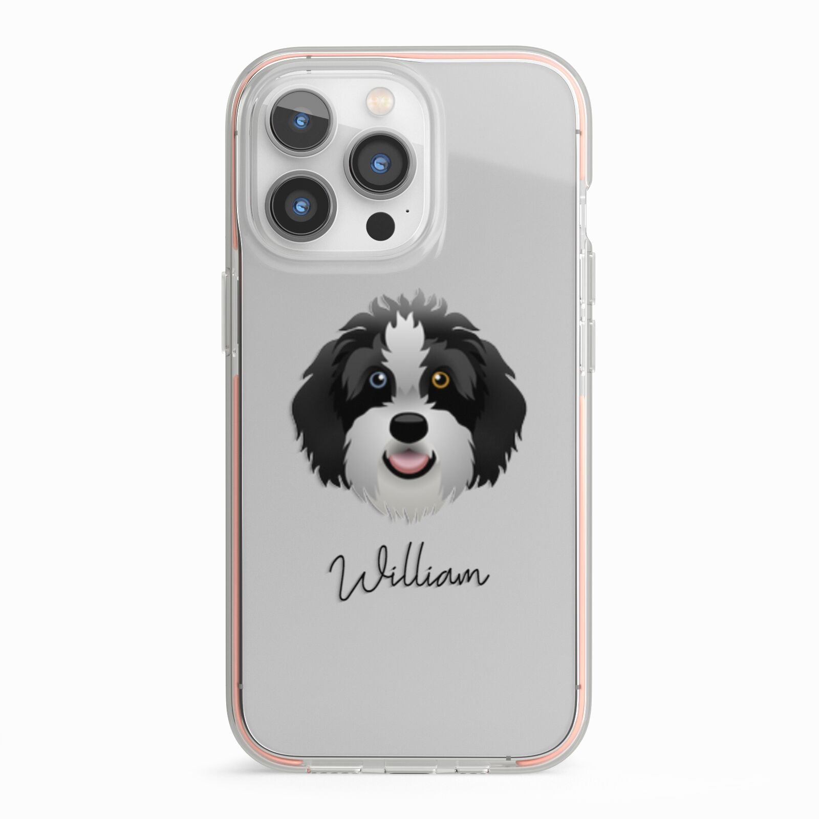 Aussiedoodle Personalised iPhone 13 Pro TPU Impact Case with Pink Edges