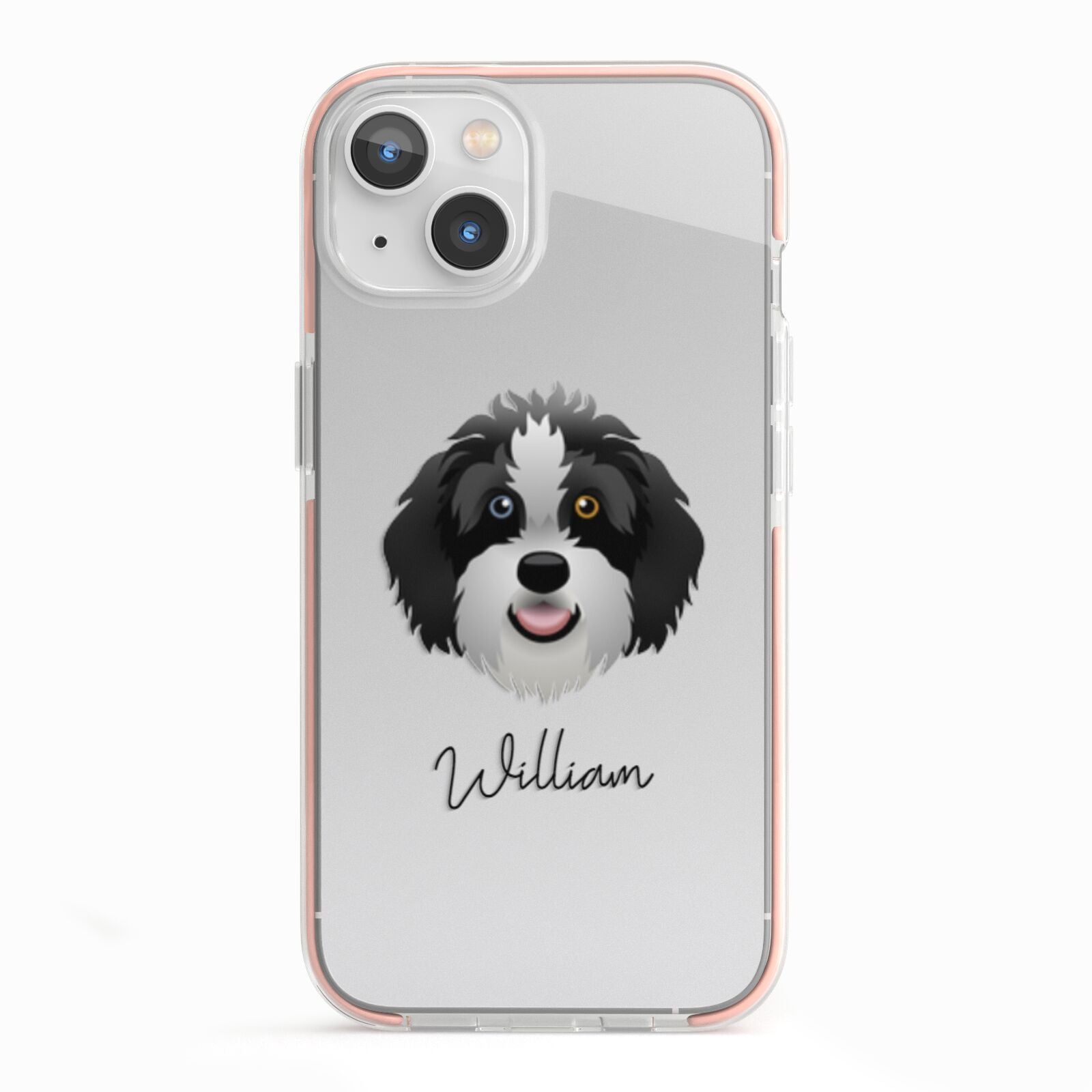 Aussiedoodle Personalised iPhone 13 TPU Impact Case with Pink Edges