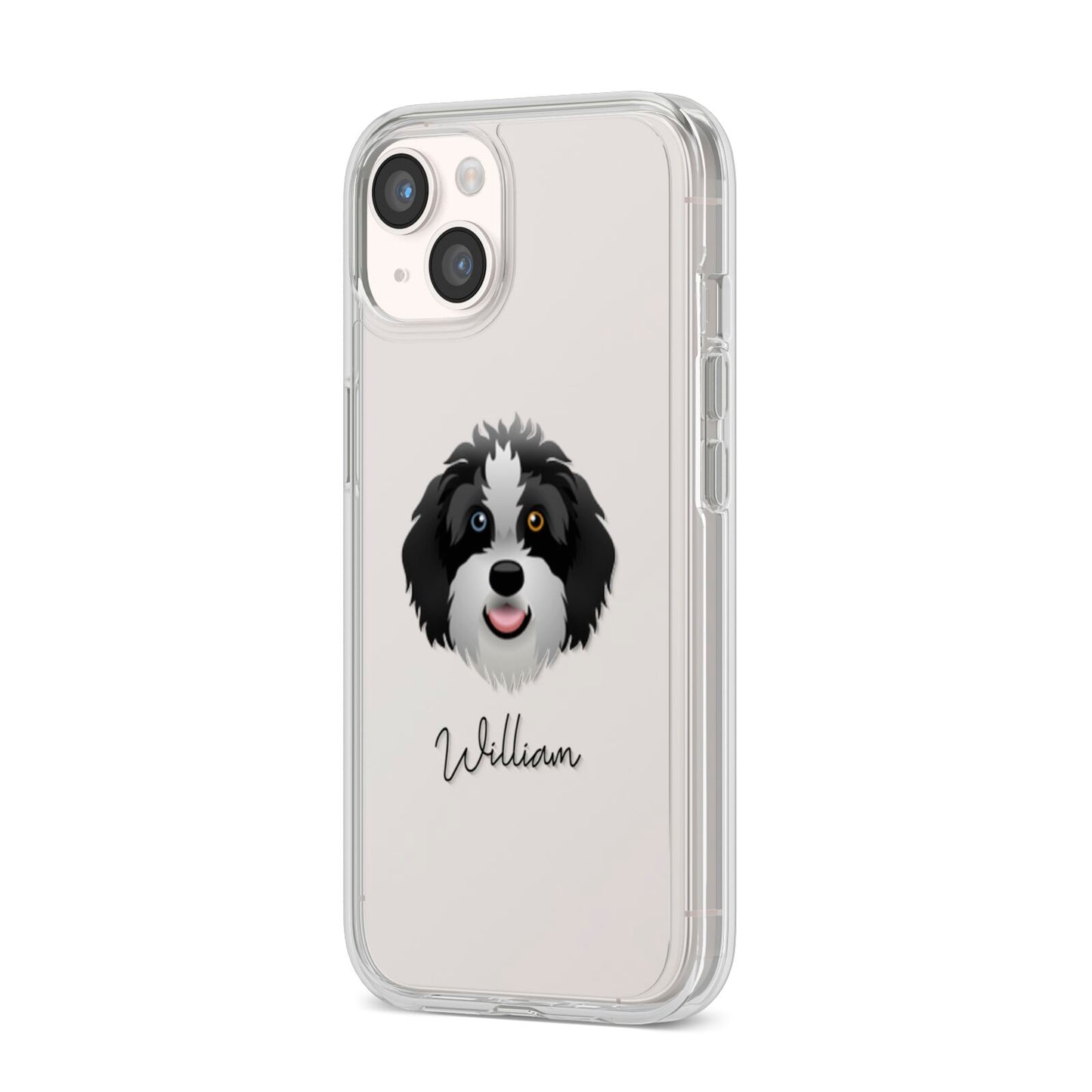 Aussiedoodle Personalised iPhone 14 Clear Tough Case Starlight Angled Image