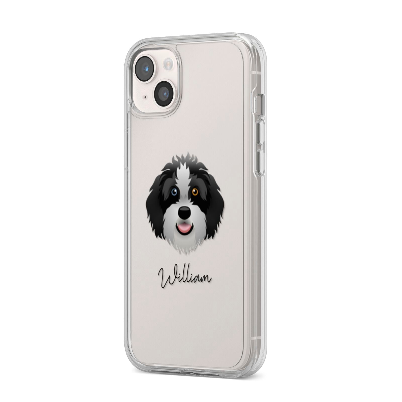 Aussiedoodle Personalised iPhone 14 Plus Clear Tough Case Starlight Angled Image
