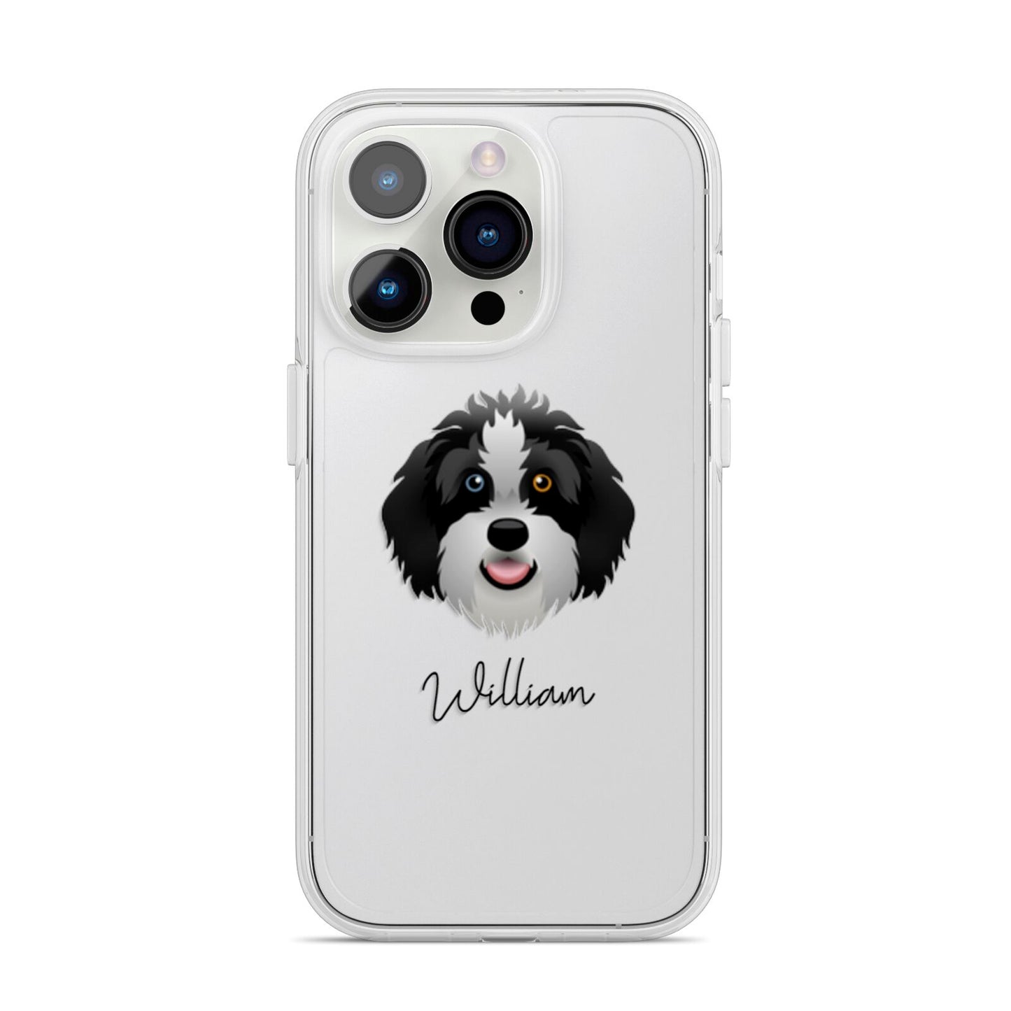 Aussiedoodle Personalised iPhone 14 Pro Clear Tough Case Silver