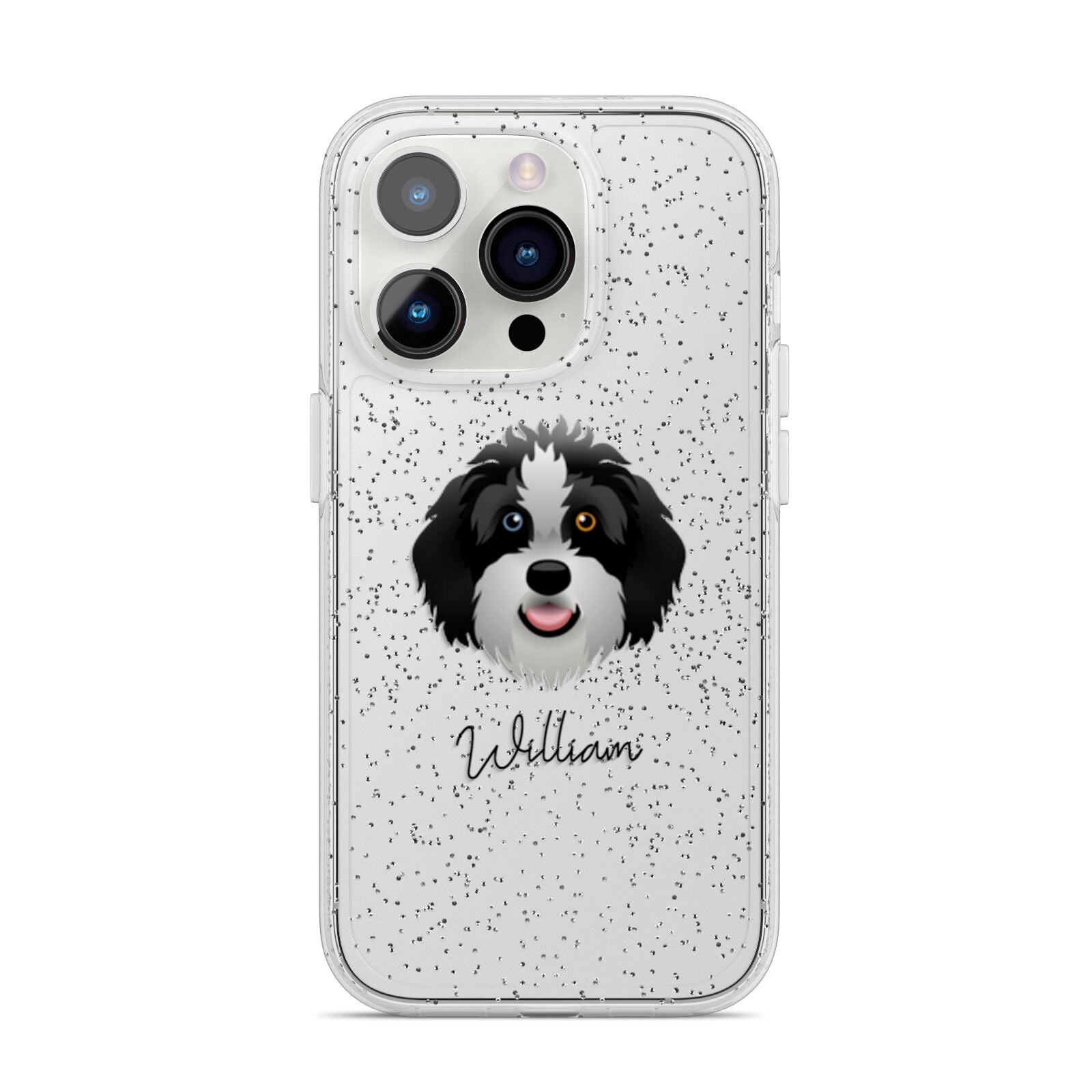 Aussiedoodle Personalised iPhone 14 Pro Glitter Tough Case Silver