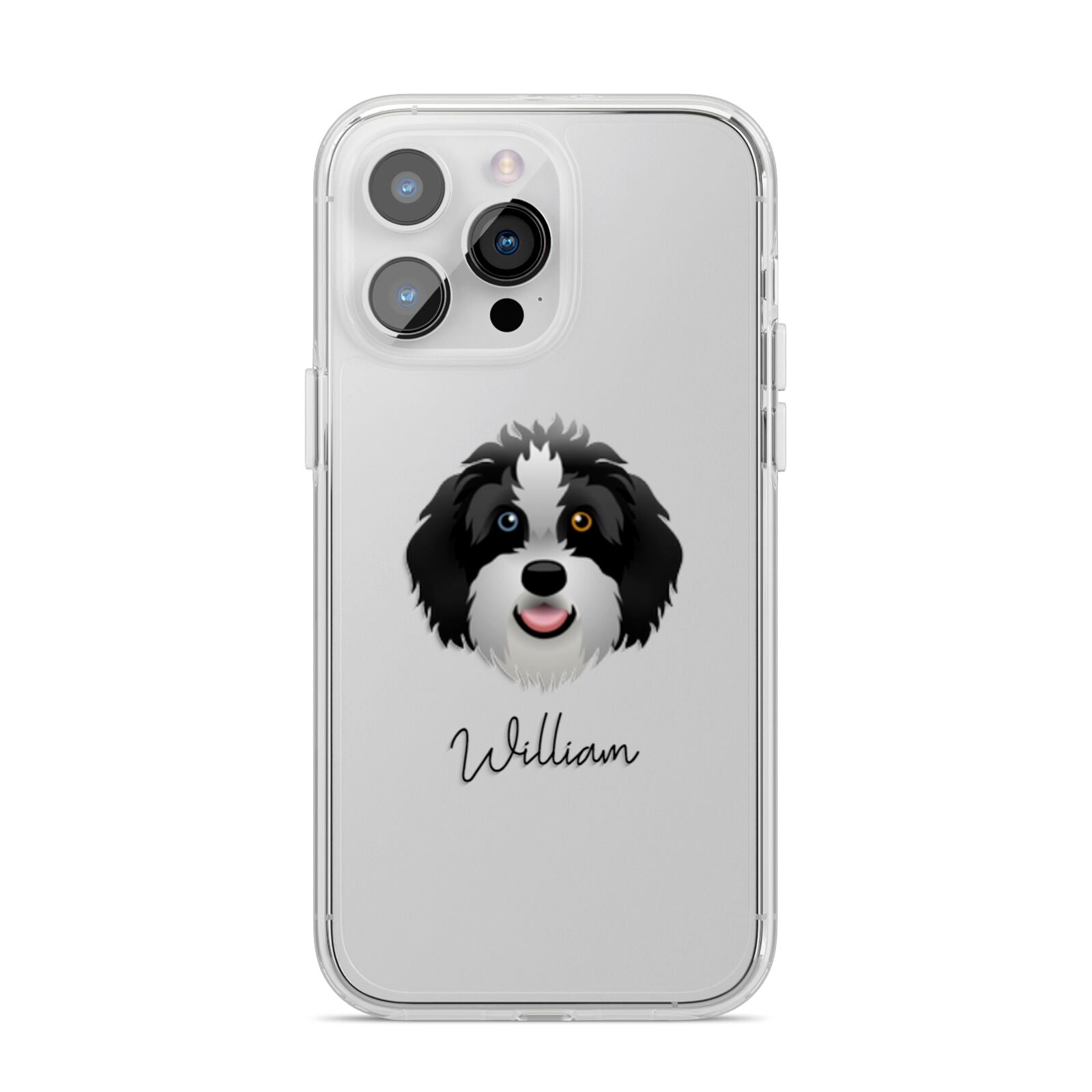 Aussiedoodle Personalised iPhone 14 Pro Max Clear Tough Case Silver
