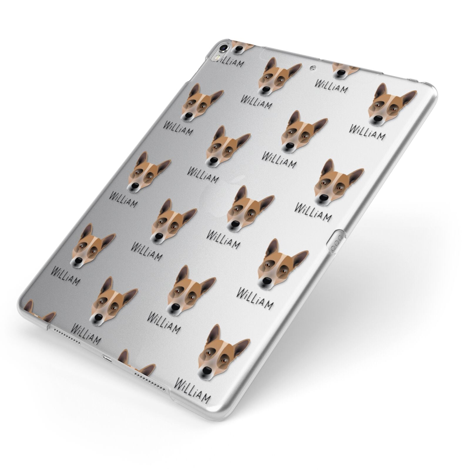 Australian Cattle Dog Icon with Name Apple iPad Case on Silver iPad Side View