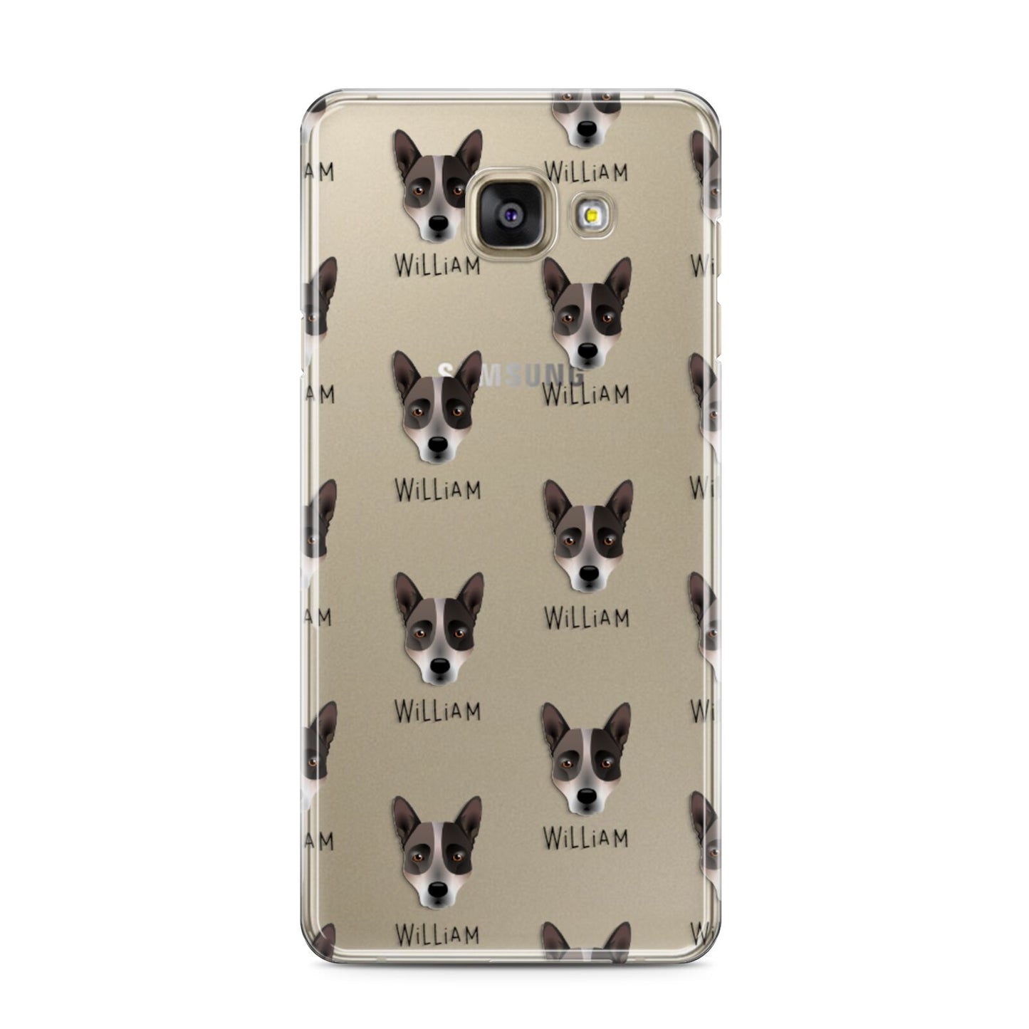 Australian Cattle Dog Icon with Name Samsung Galaxy A3 2016 Case on gold phone