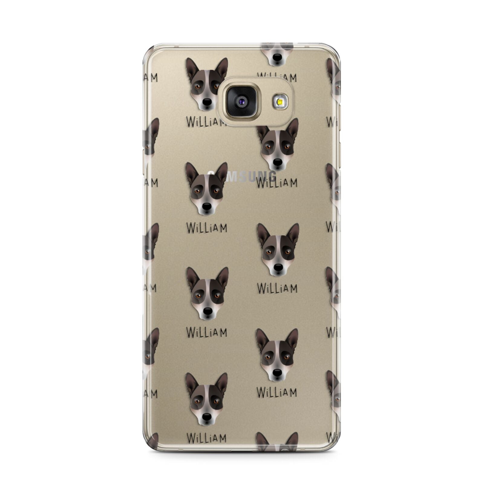 Australian Cattle Dog Icon with Name Samsung Galaxy A7 2016 Case on gold phone