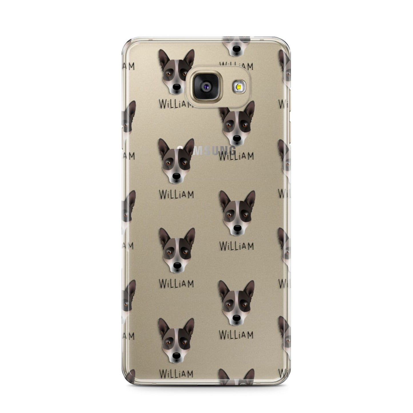 Australian Cattle Dog Icon with Name Samsung Galaxy A7 2016 Case on gold phone