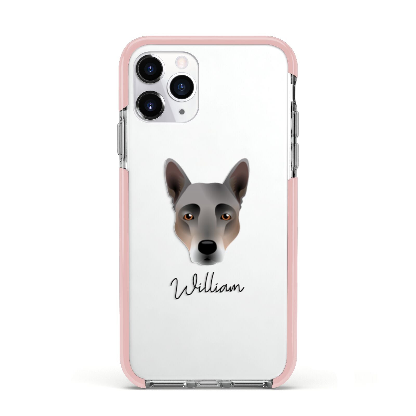 Australian Cattle Dog Personalised Apple iPhone 11 Pro in Silver with Pink Impact Case