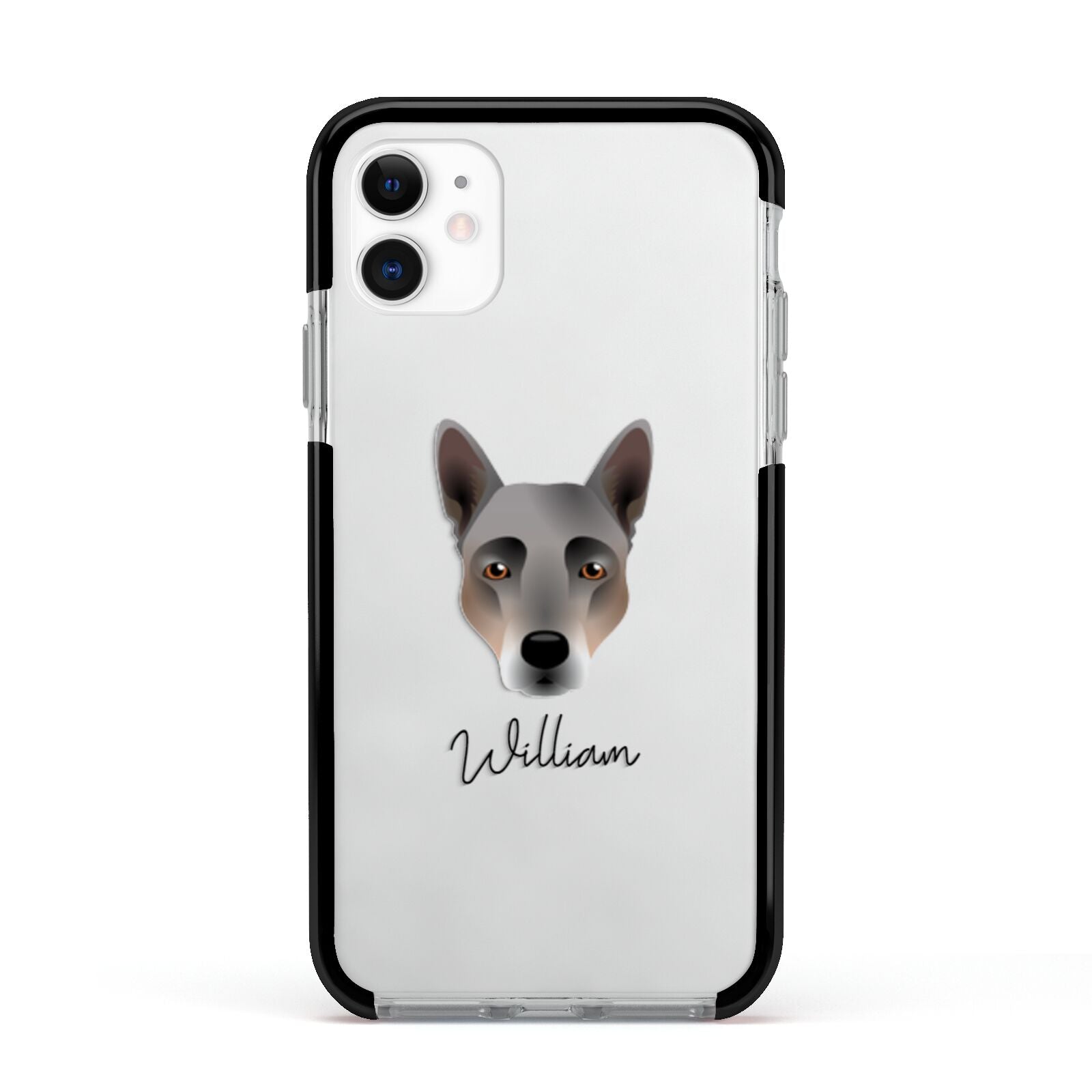 Australian Cattle Dog Personalised Apple iPhone 11 in White with Black Impact Case