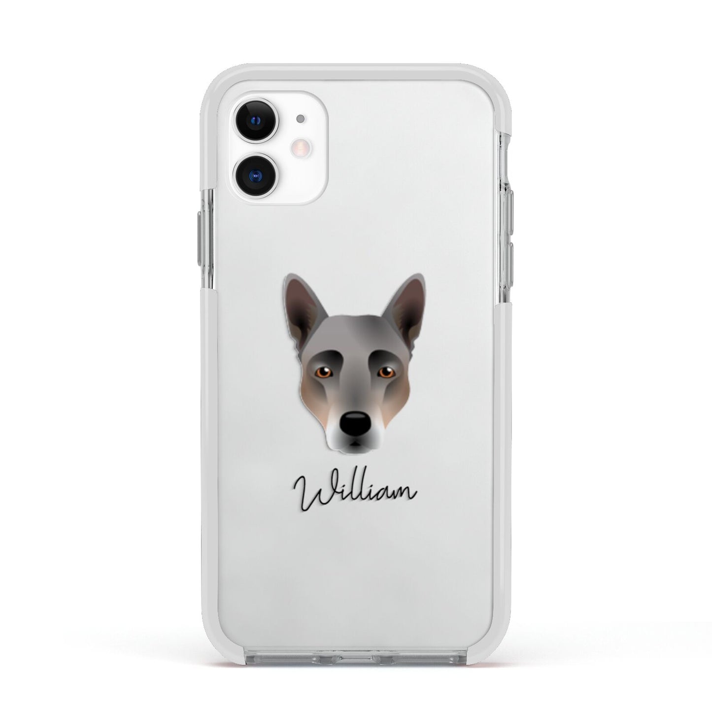 Australian Cattle Dog Personalised Apple iPhone 11 in White with White Impact Case