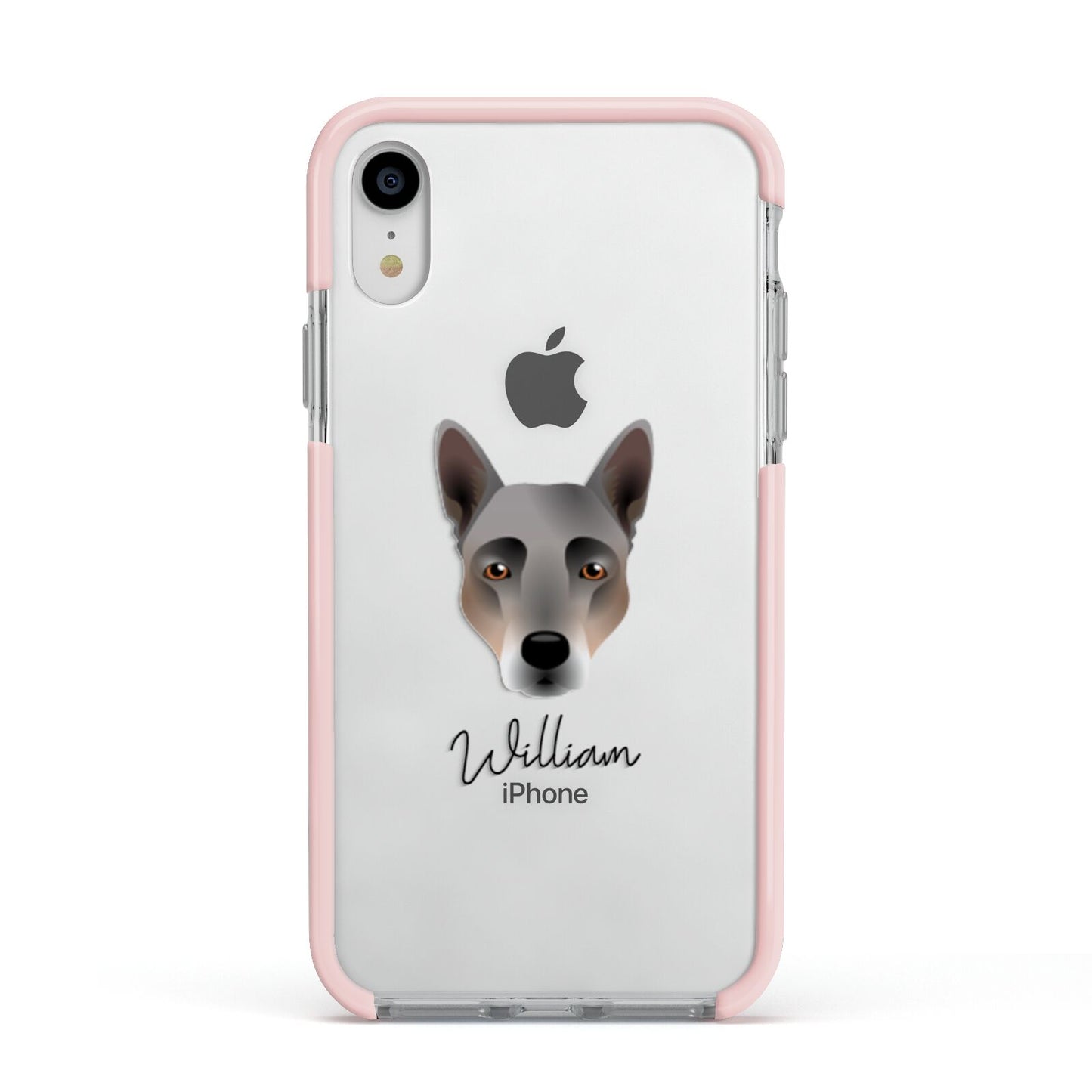 Australian Cattle Dog Personalised Apple iPhone XR Impact Case Pink Edge on Silver Phone