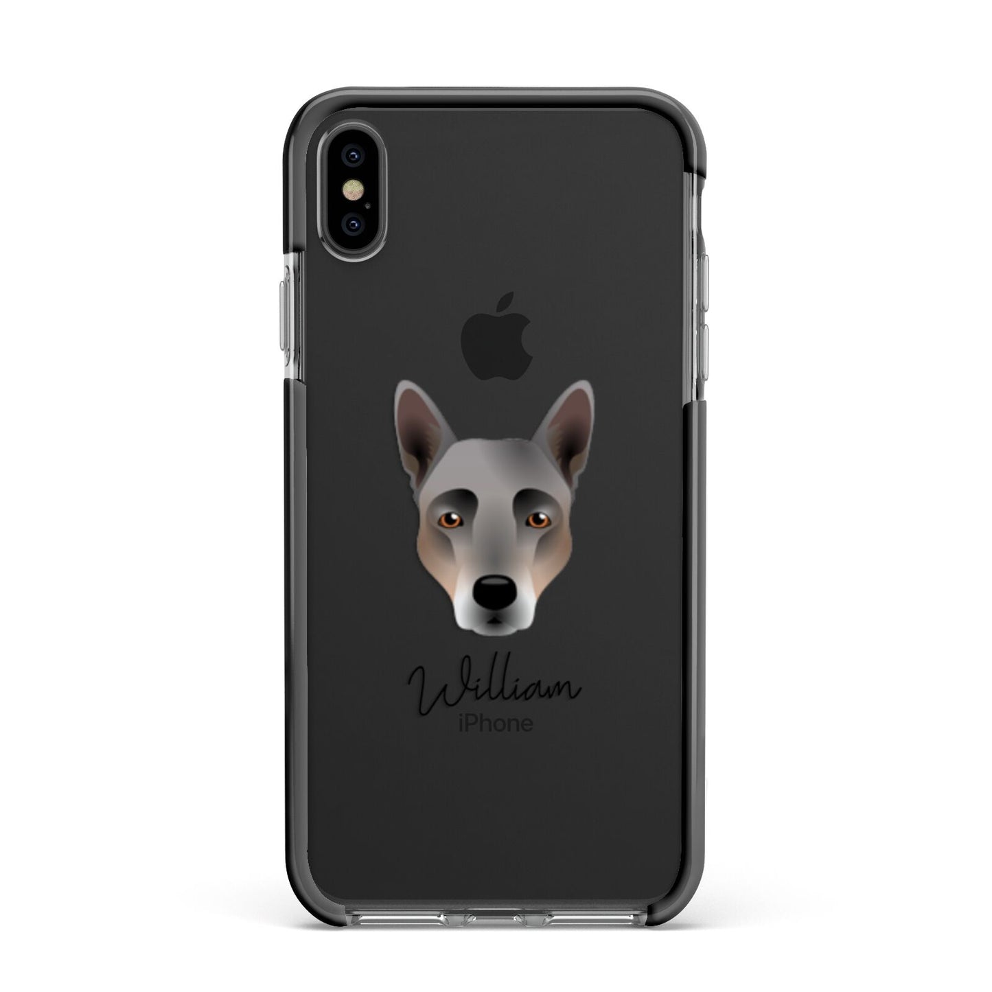 Australian Cattle Dog Personalised Apple iPhone Xs Max Impact Case Black Edge on Black Phone