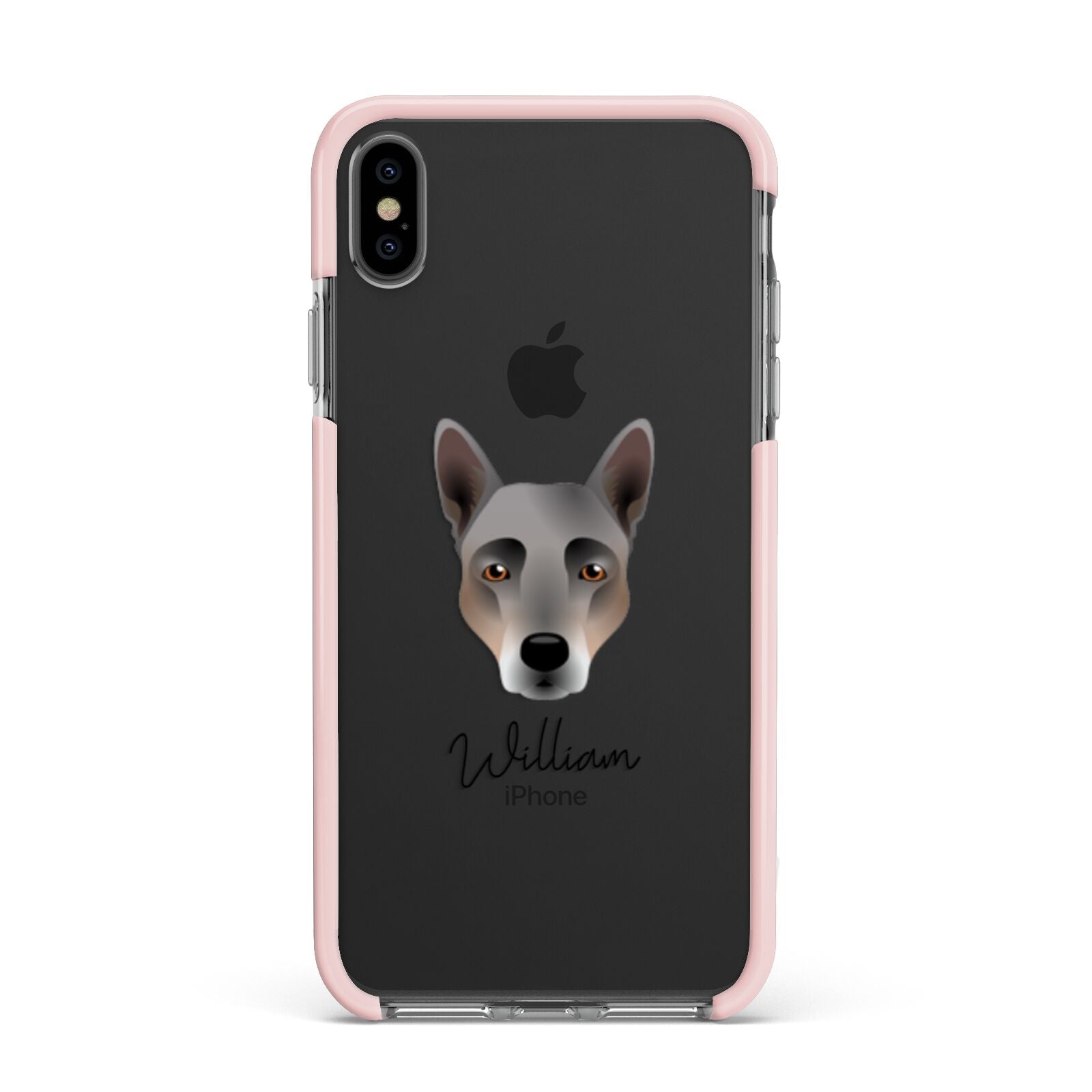 Australian Cattle Dog Personalised Apple iPhone Xs Max Impact Case Pink Edge on Black Phone