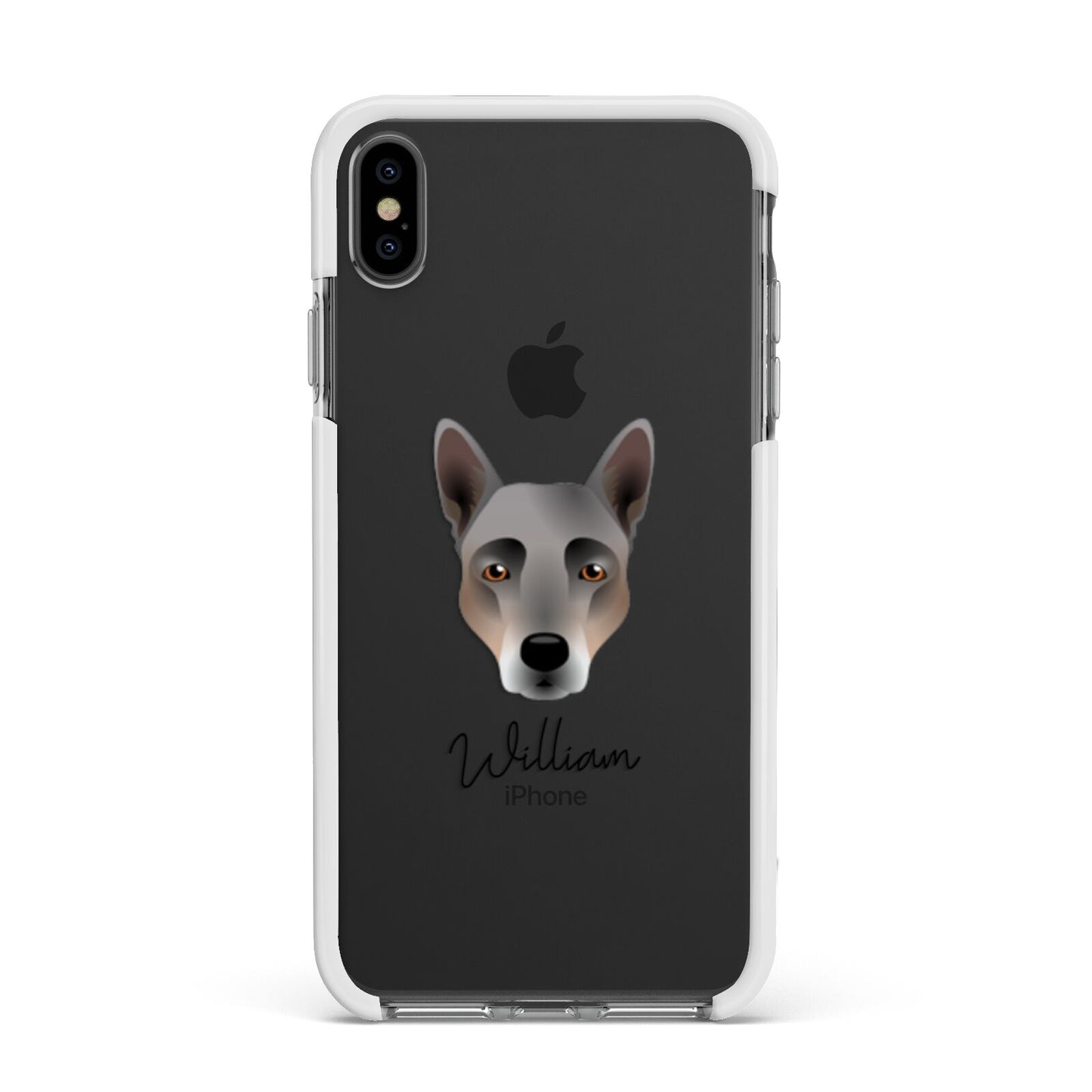 Australian Cattle Dog Personalised Apple iPhone Xs Max Impact Case White Edge on Black Phone