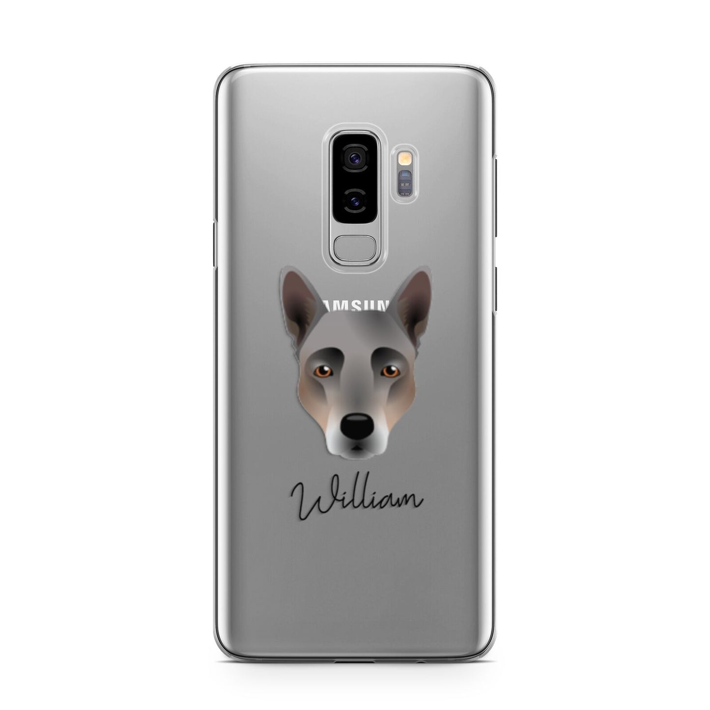 Australian Cattle Dog Personalised Samsung Galaxy S9 Plus Case on Silver phone